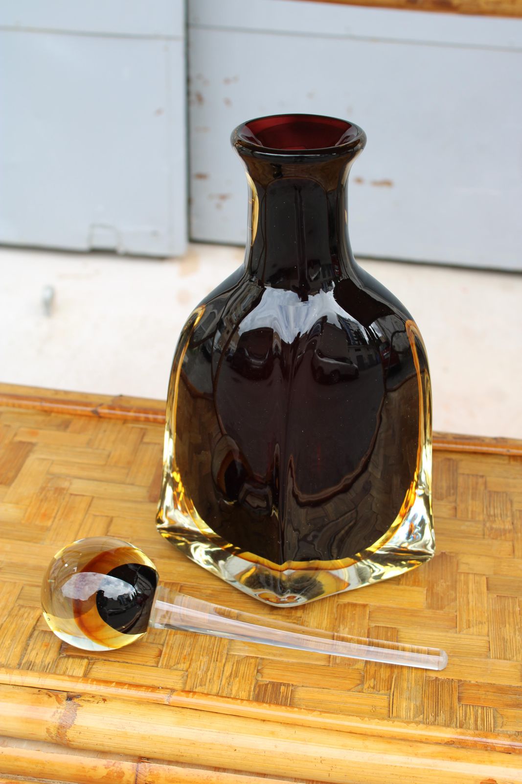 Large Flavio De Poli Murano Glass Bottle With Shades 1960 photo for sale