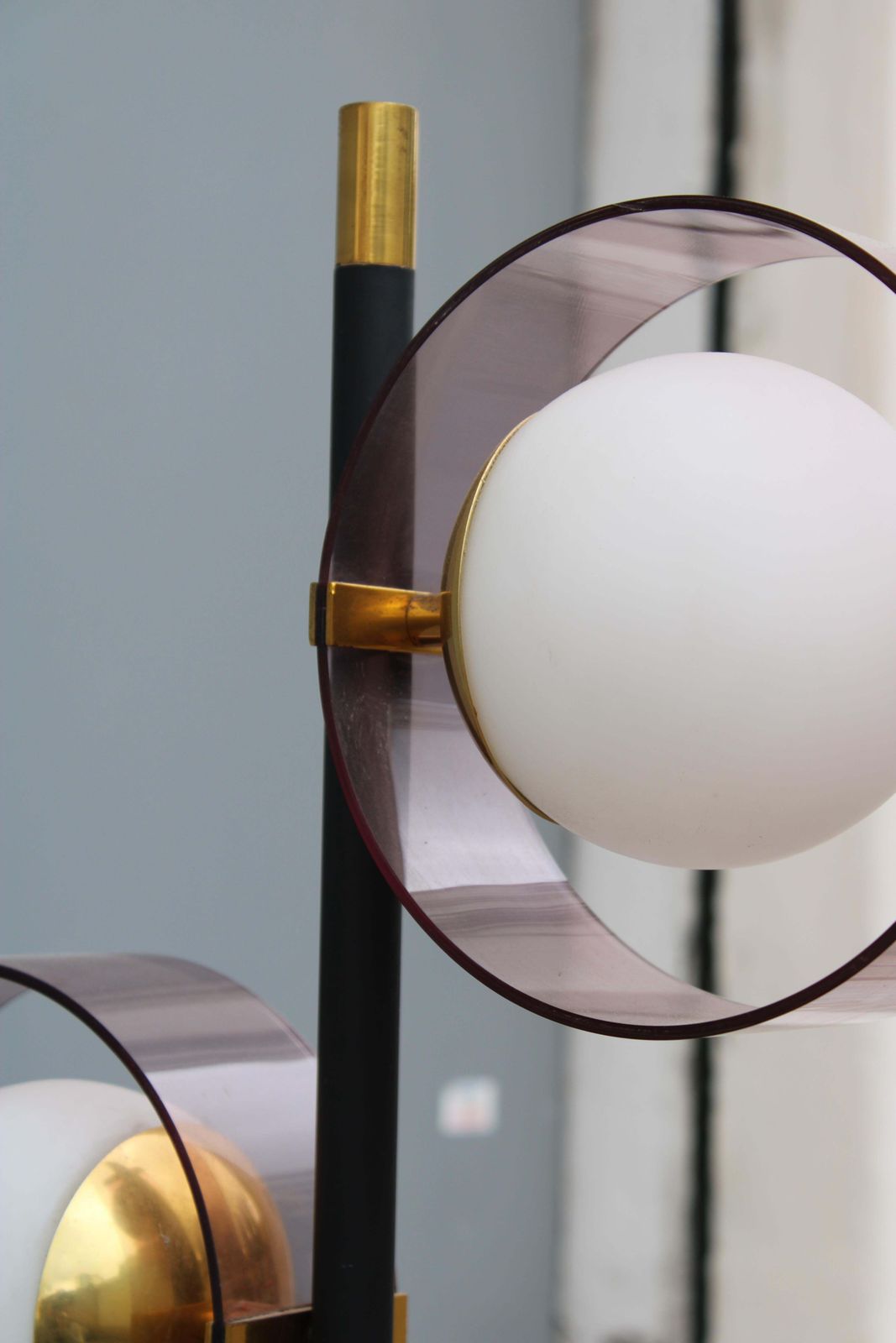 photo buy Floor Lamp In Brass And Marble Stilux Milano Italy 1950