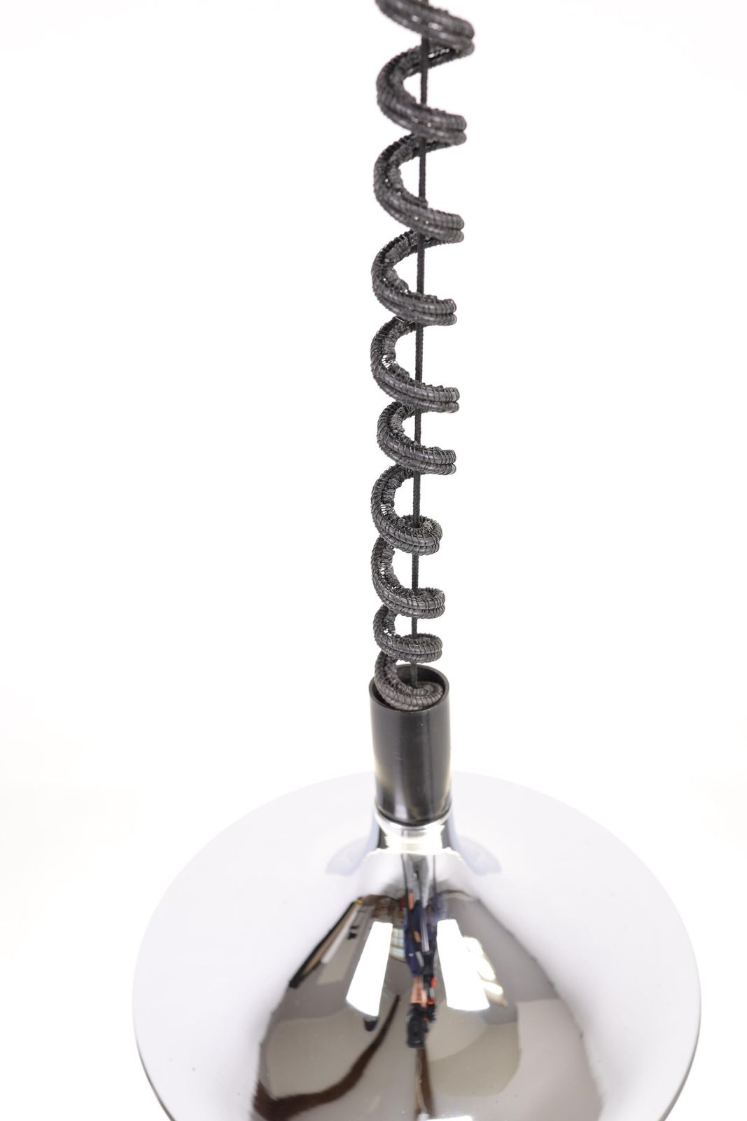 Vintage Meblo Guzzini Style Pendant Lamp | Mid Century Modern Adjustable Chrome And Plastic Ceiling Light | Retro Space Age Lighting photo vintage
