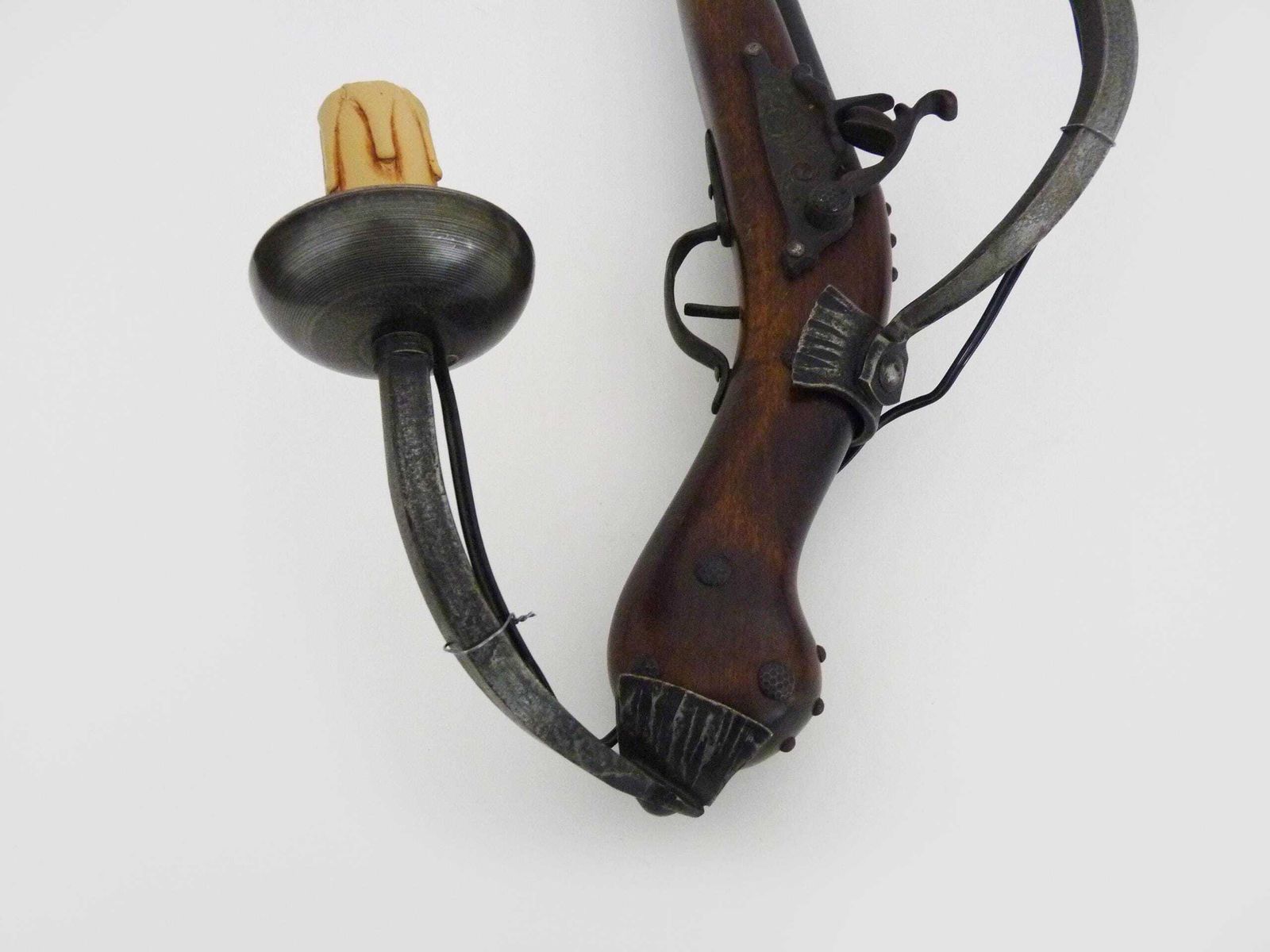 Pair Of French Dueling Pistol And Rifle Wall Sconces, Circa 1950 photo vinterior