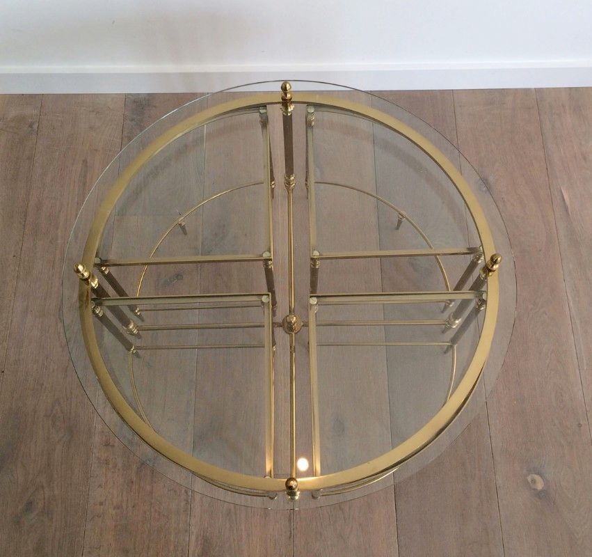 Neoclassical Round Brass Coffee Table With 4 Nesting Tables By Maison Bagués. Circa 1940 photo 2750.0