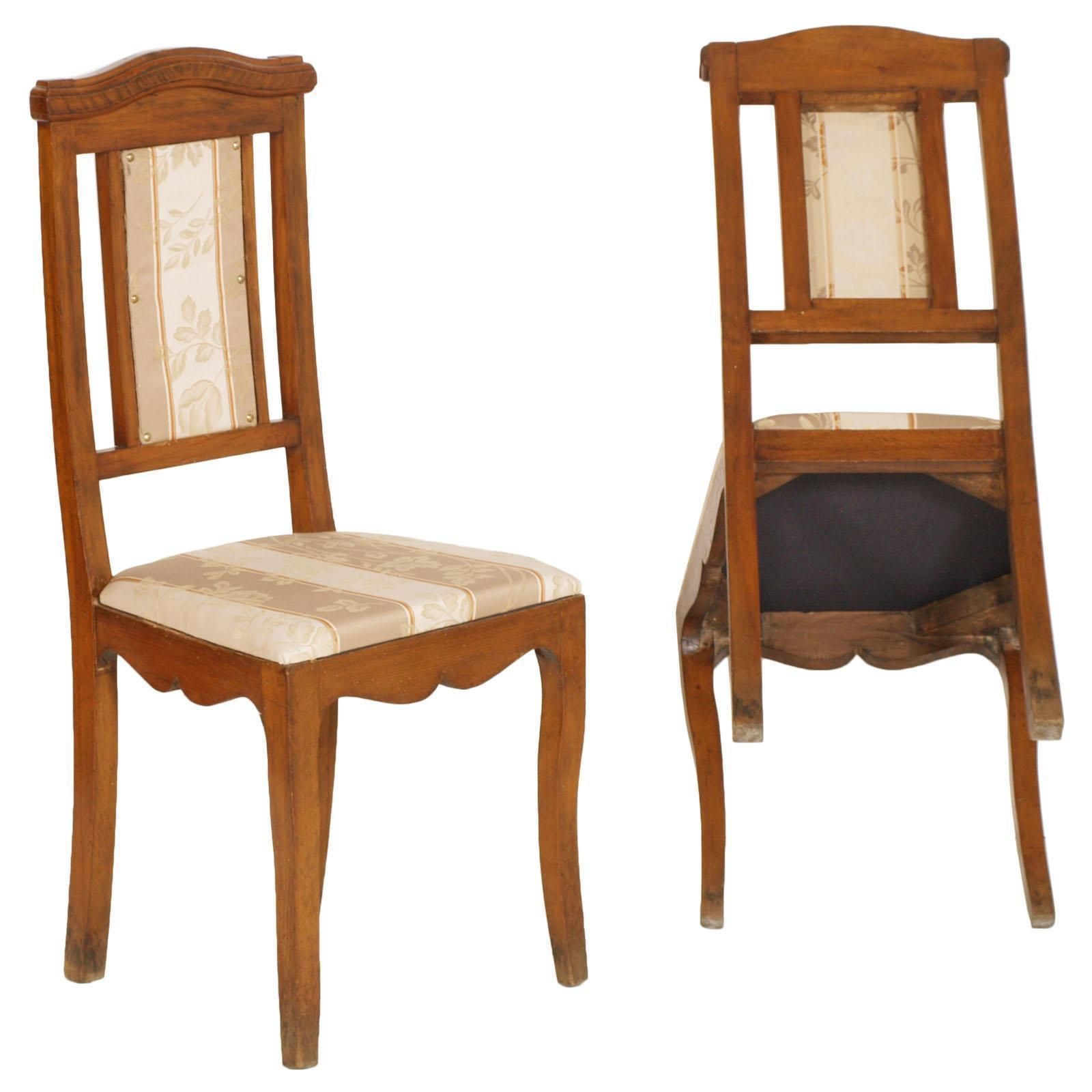 Art Nouveau Pair Of Side Chairs In Walnut, Restored, New Upholstered photo 1748.4