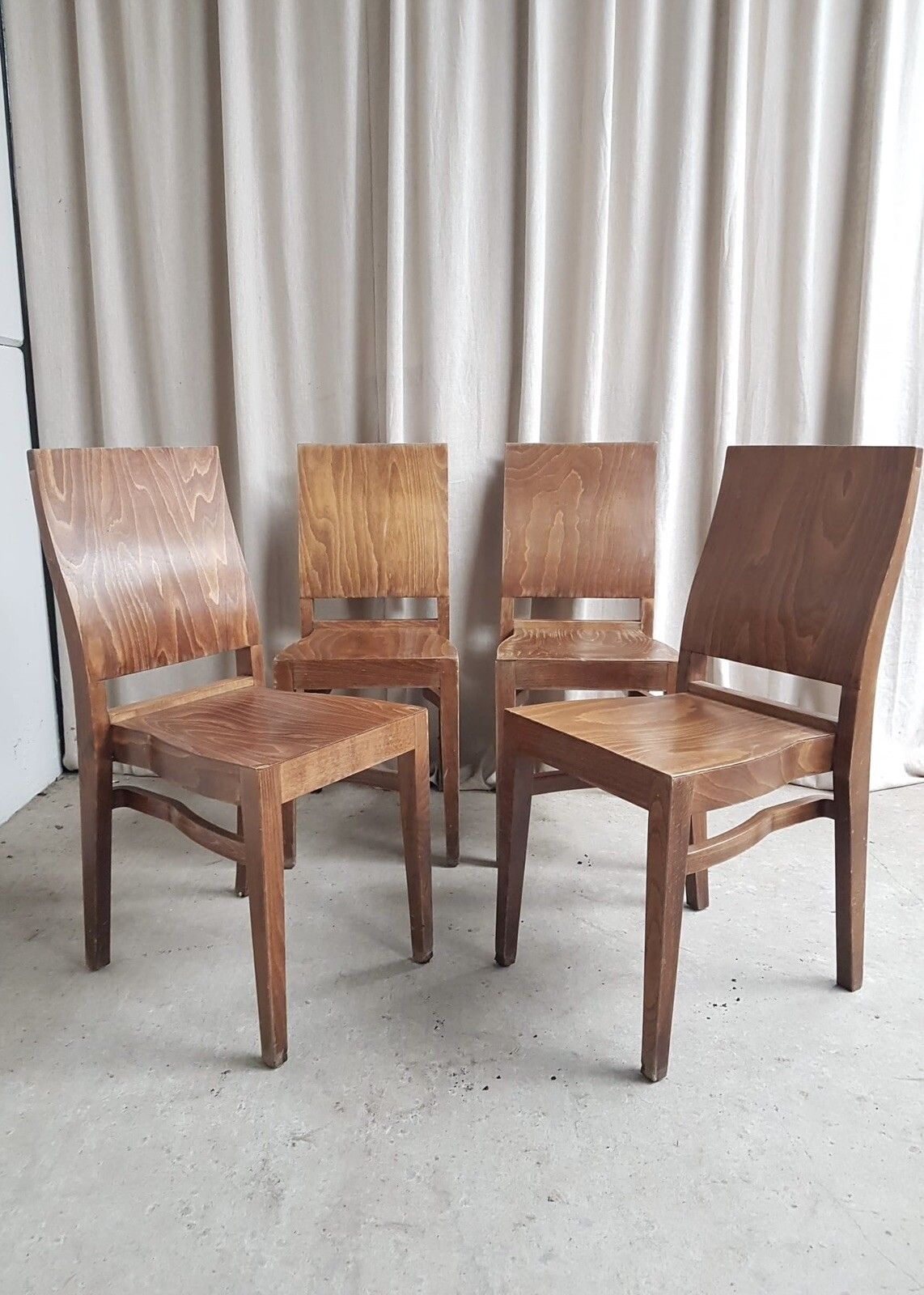 Vtg Mid Century Style Industrial Set Of 4 Stacking Dining Chairs Retro R665 photo furniture