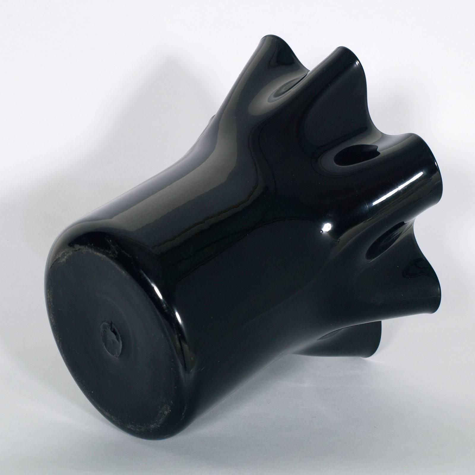 Midcentury Black Vase Sergio Asti Style For Venini Blown Murano Glass photo furniture