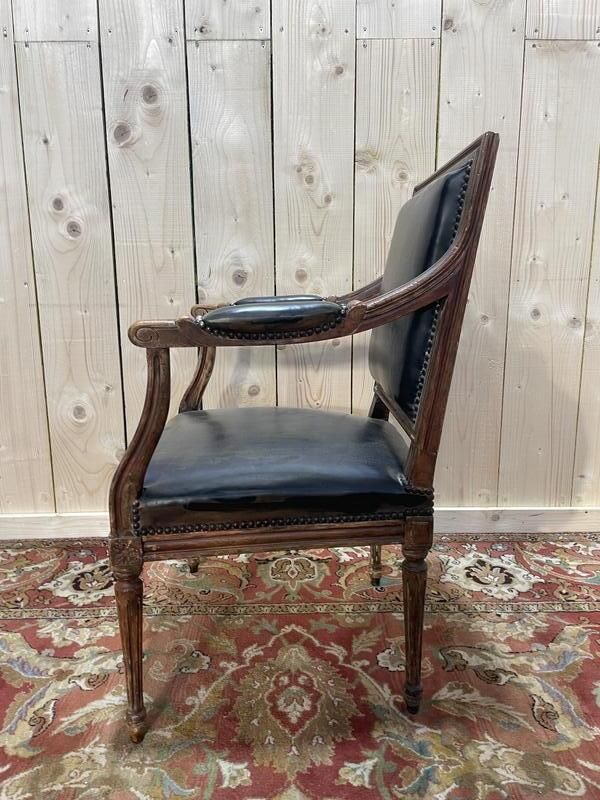Fauteuil De Bureau De Style Louis XVI En Cuir Noir Et Doré photo Furniture