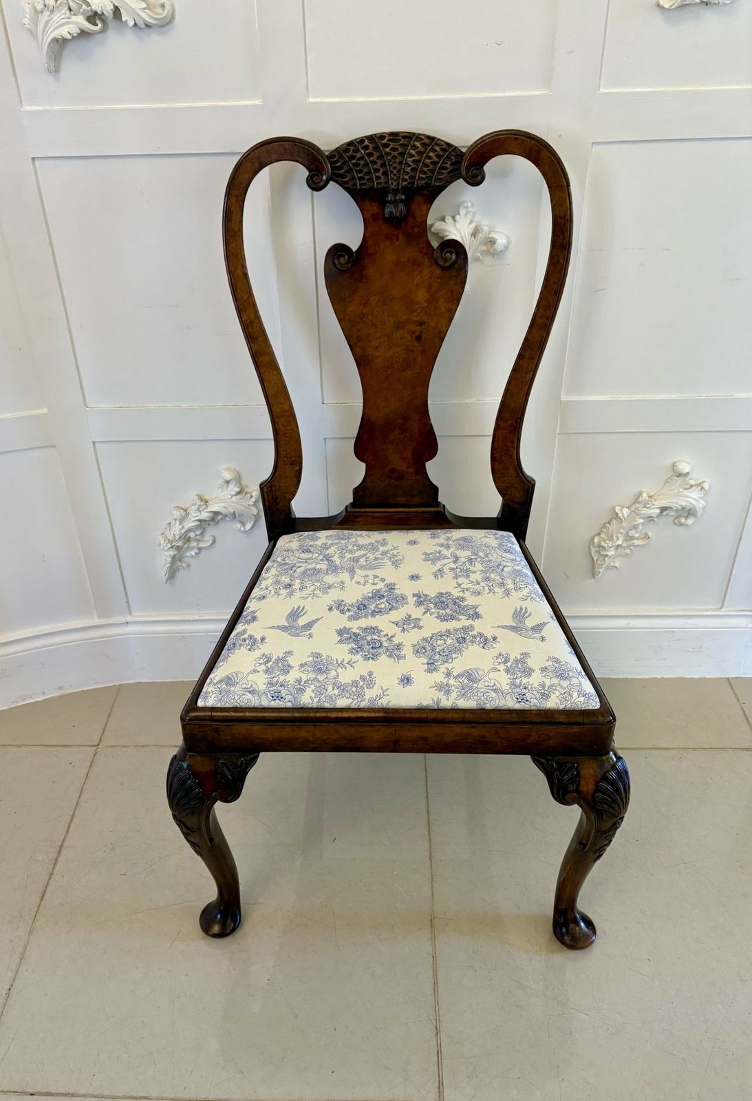 Superb Quality Set Of 6 Antique 19th Century Carved Burr Walnut Dining Chairs photo for sale