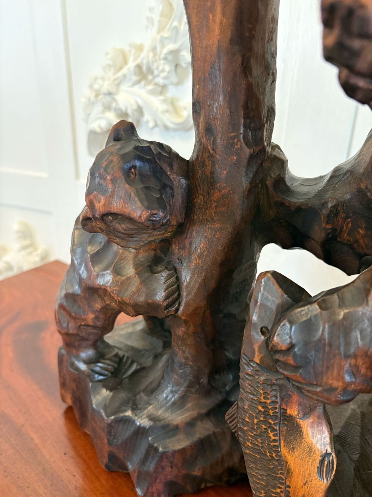 Unusual Large Antique Early 20th Century Japanese Carved Linden Wood Bear photo for sale