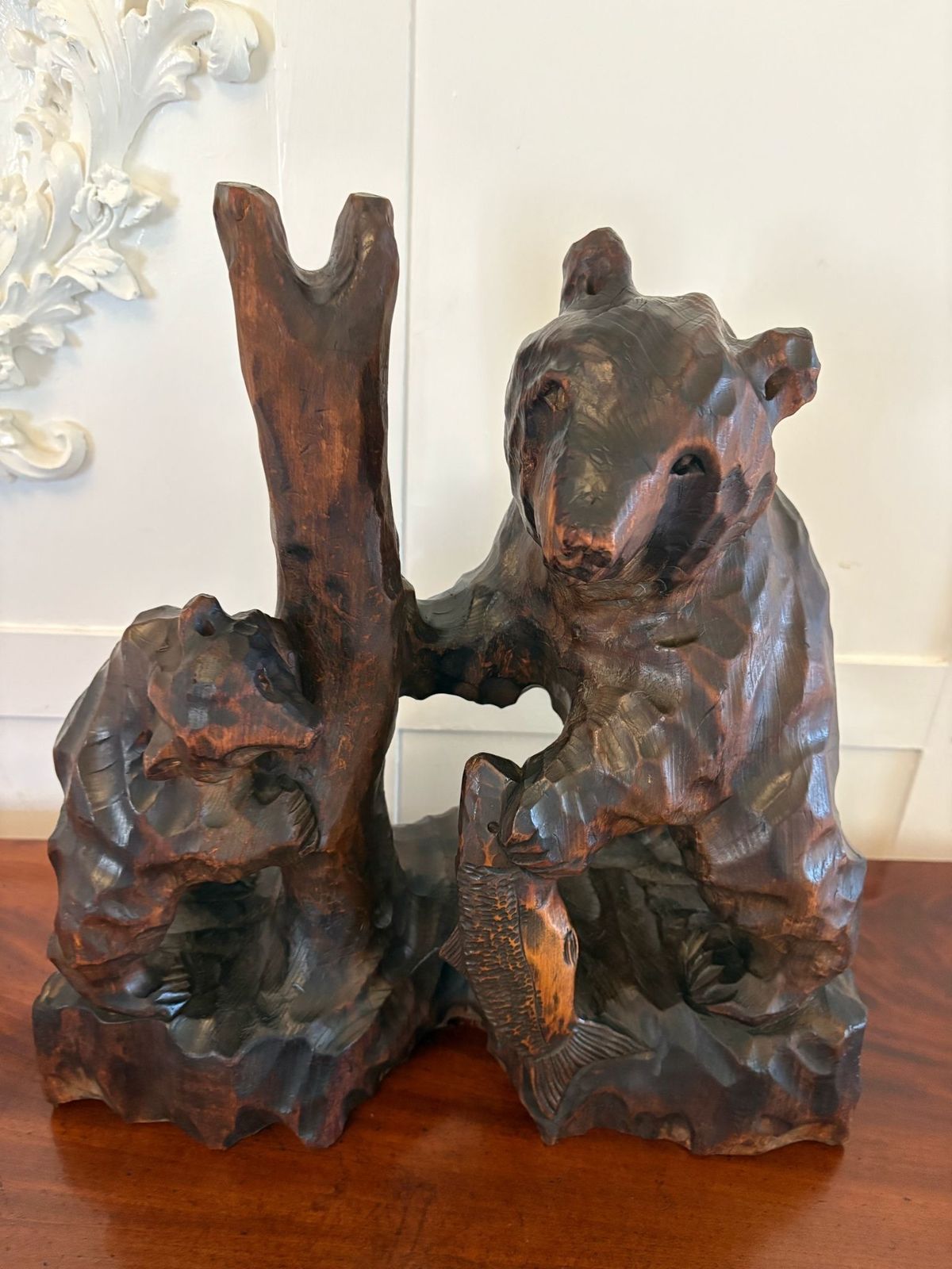 Unusual Large Antique Early 20th Century Japanese Carved Linden Wood Bear photo buy