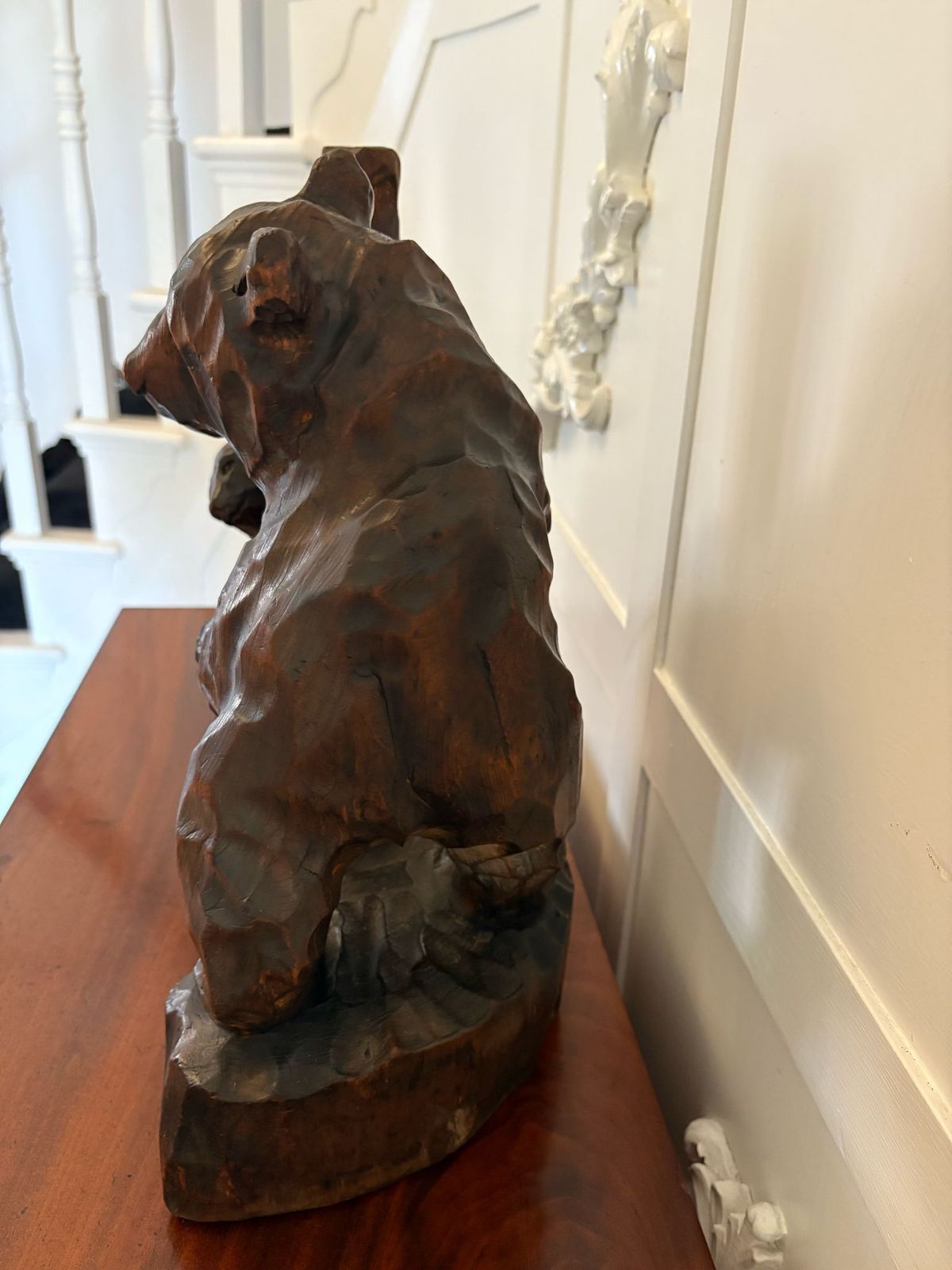 Unusual Large Antique Early 20th Century Japanese Carved Linden Wood Bear photo vintage