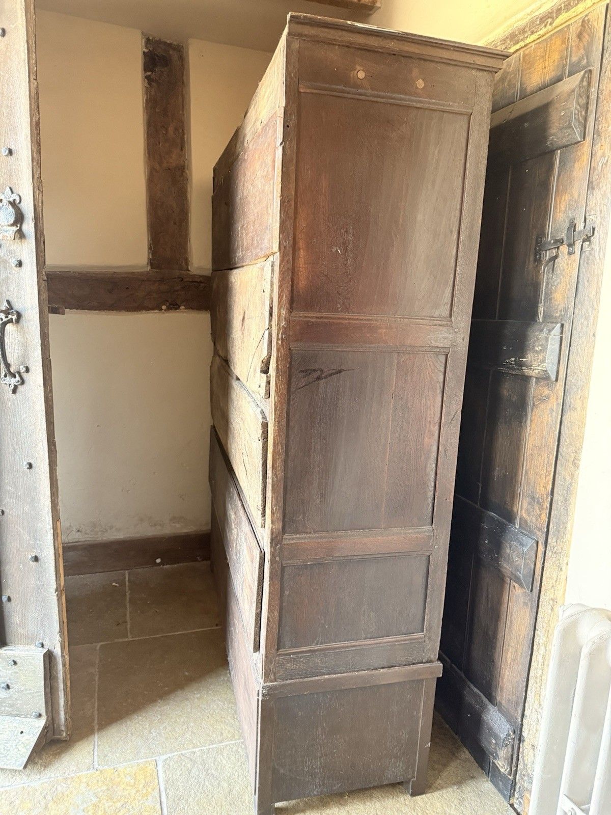 Original Welsh  Antique Livery Linen Cupboard Cabinet Intials M.J.H Dated 1715 photo vinterior