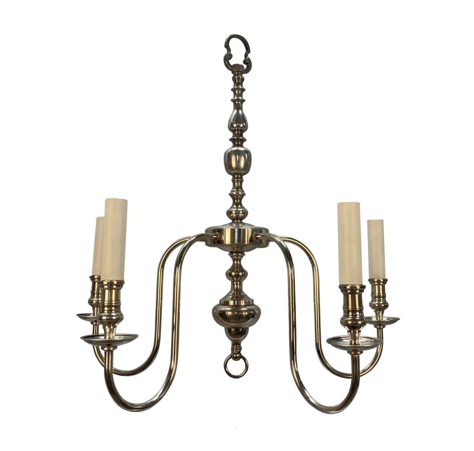 An English Edwardian Silver Plated Five Arm Chandelier
