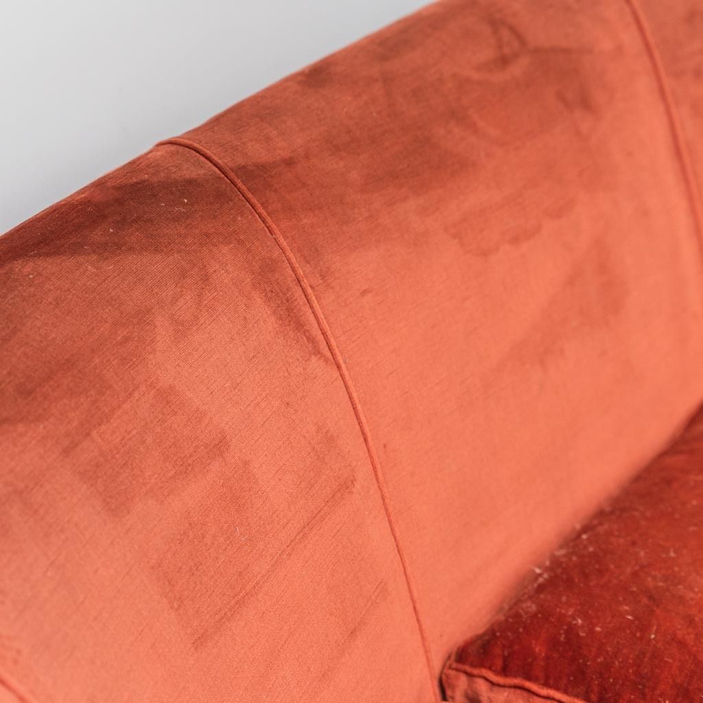 photo furniture 3 Seater Sofa In Orange Velvet 1950s Vintage Modernism