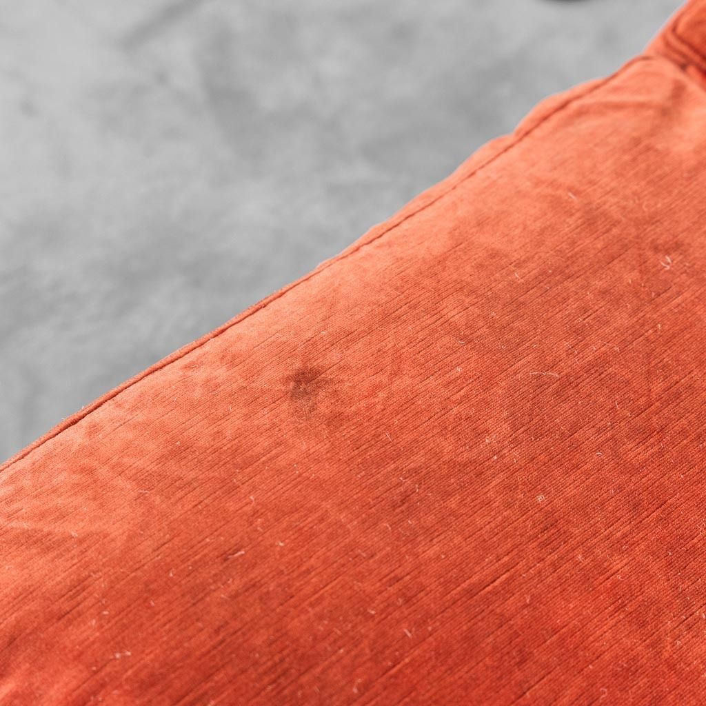 Furniture 3 Seater Sofa In Orange Velvet 1950s Vintage Modernism photo