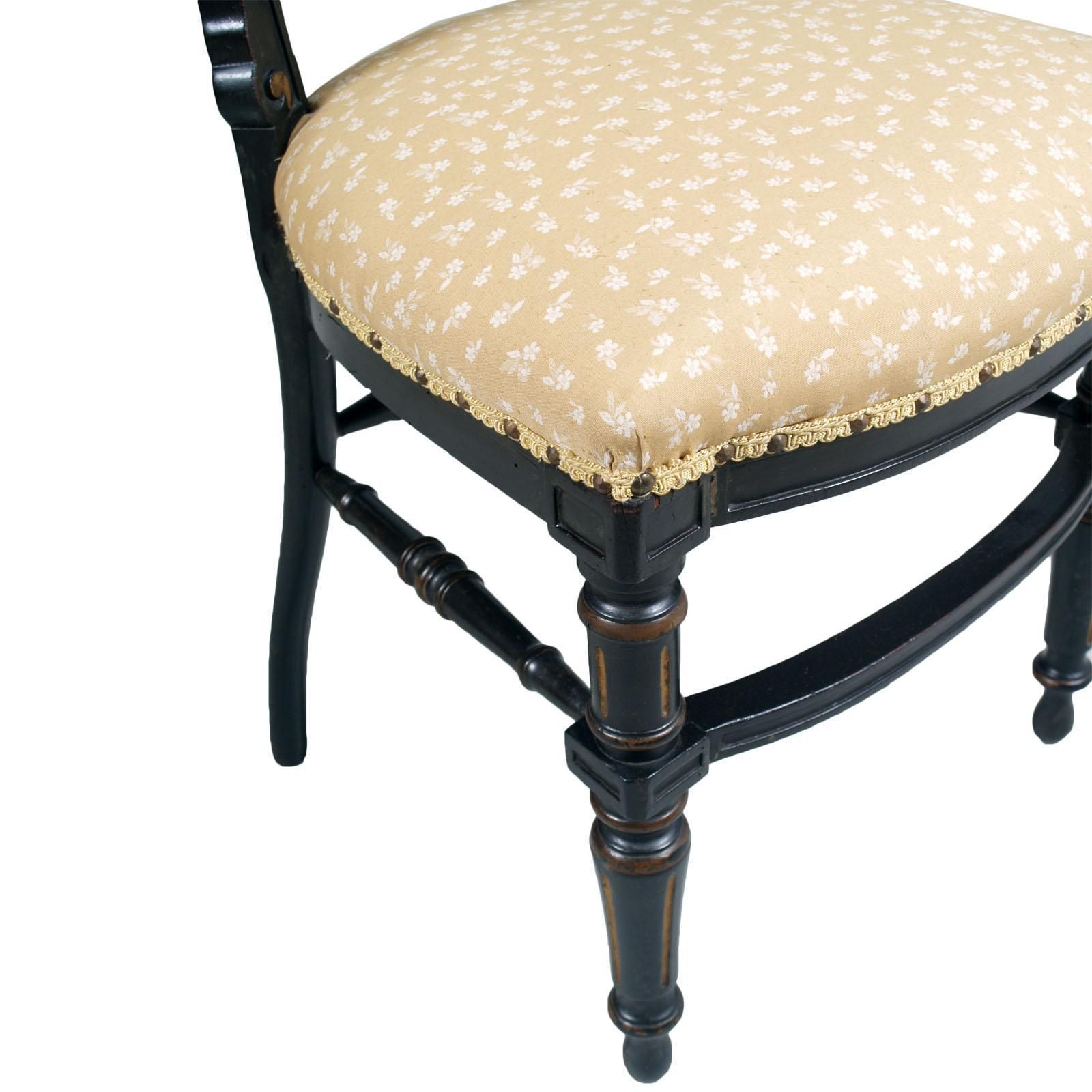 Sculptural Chairs Art Nouveau By Giacomo Cometti In Ebonized Hand Carved Walnut photo vintage