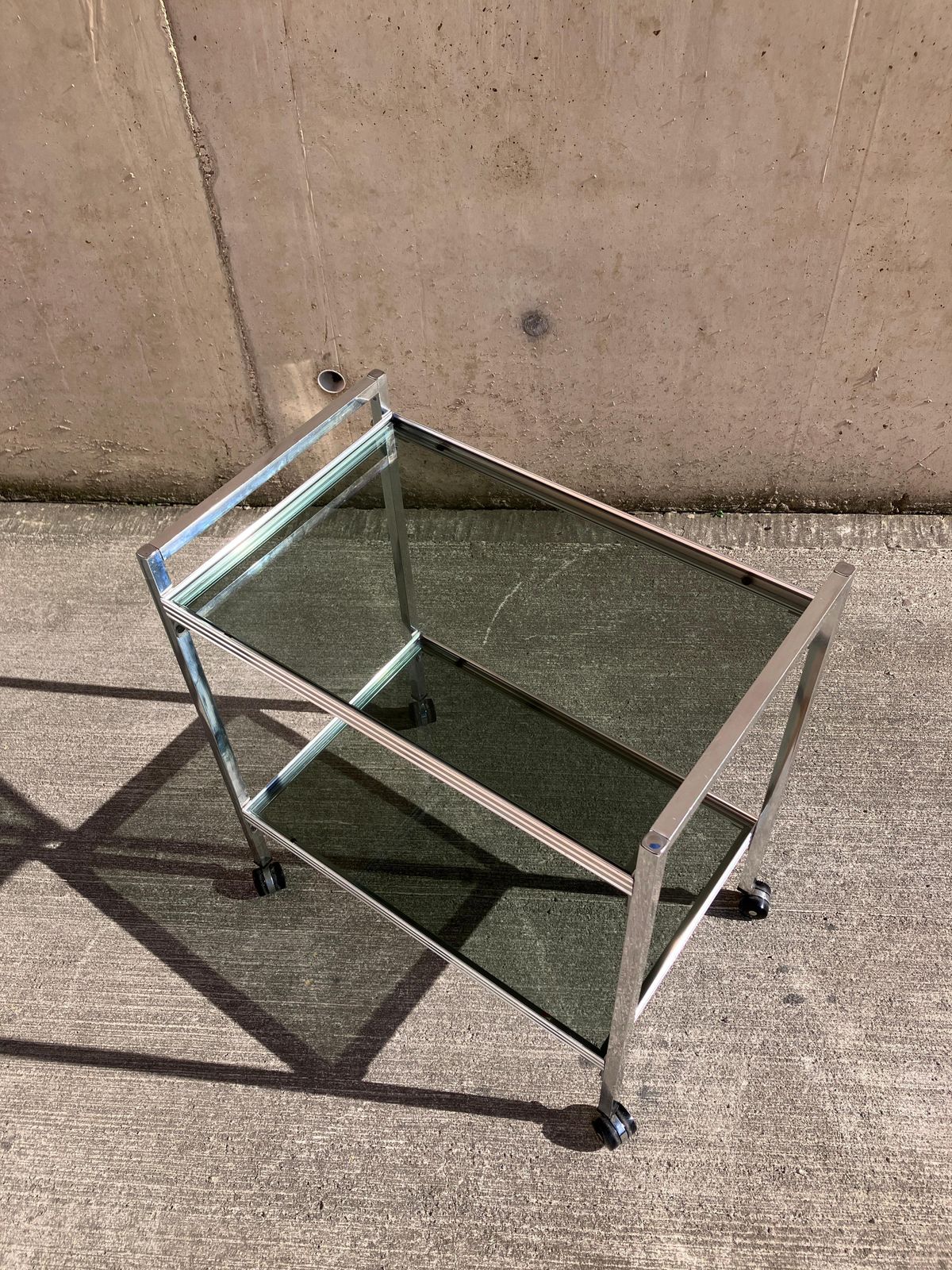 Mid Century Modern Chrome And Glass Drinks Trolley Cart photo vinterior