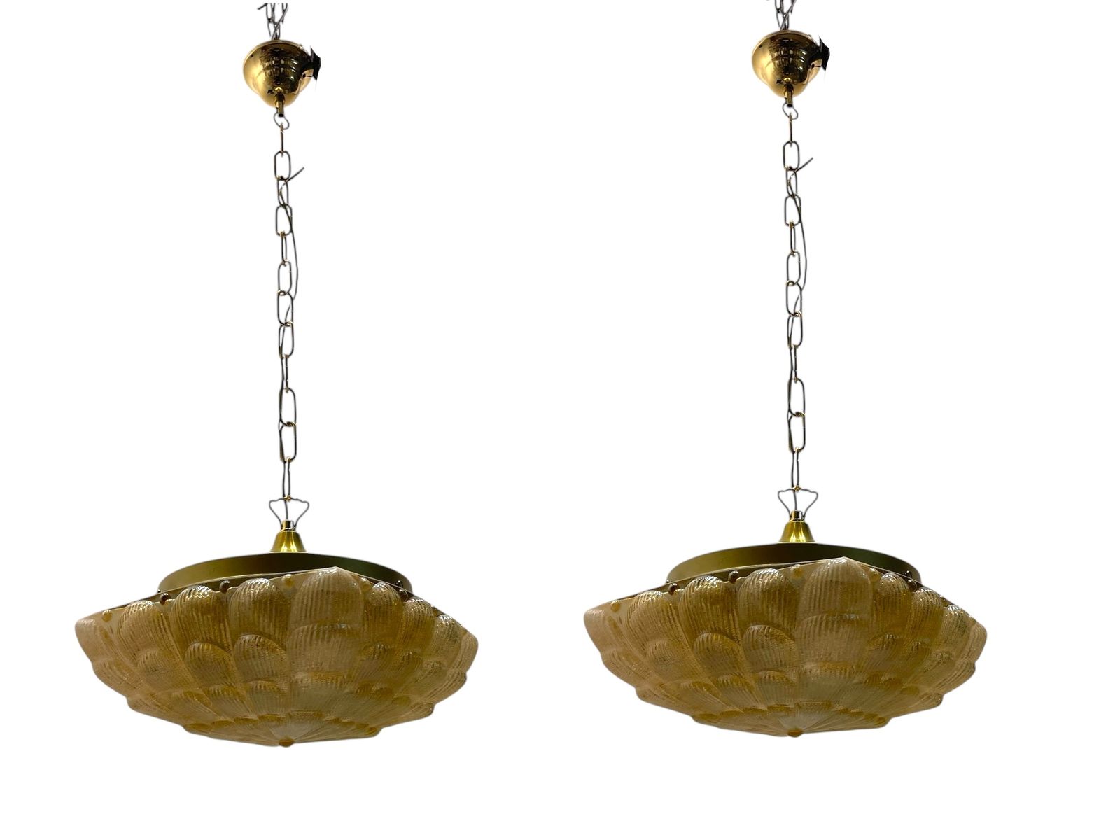 Murano Glass Light Pendants Set Of 2 1980’s