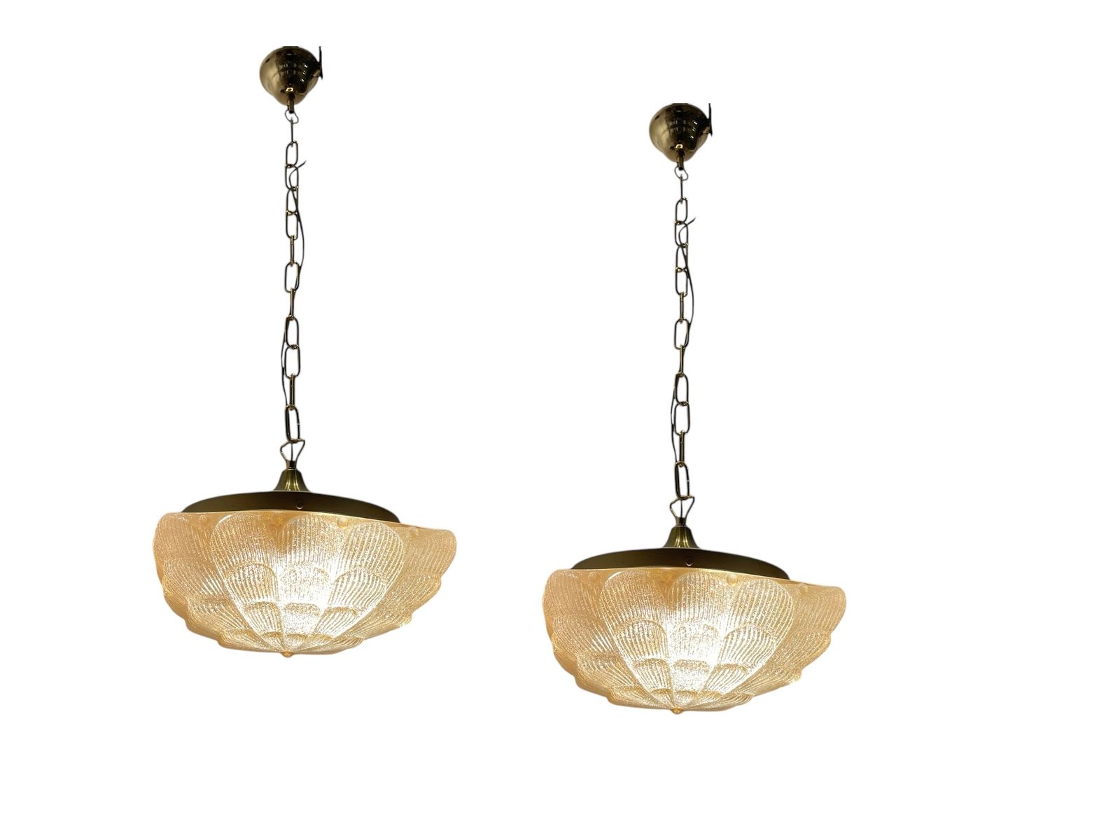 Murano Glass Light Pendants Set Of 2 1980’s photo 990.0