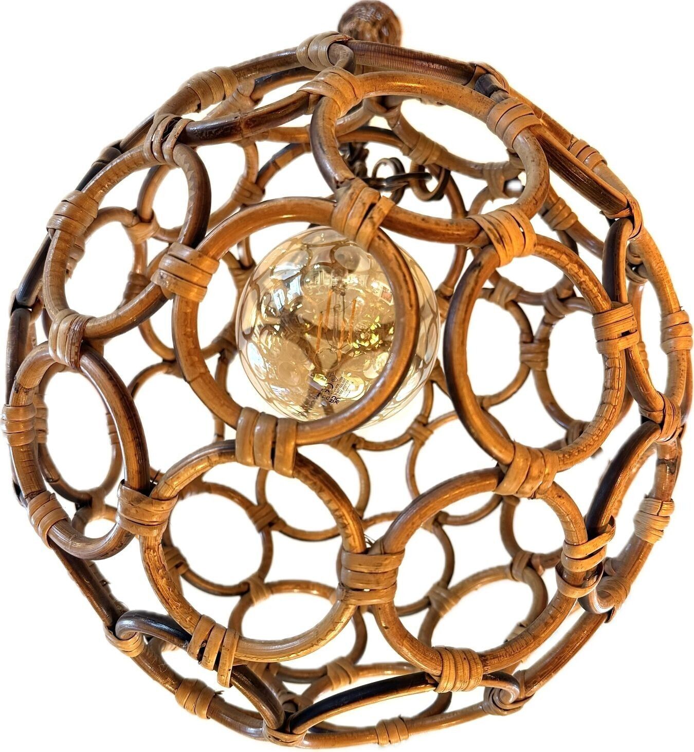 An Italian 1960s Circular Bamboo Ball Light In The Style Of Franco Albini photo Lighting