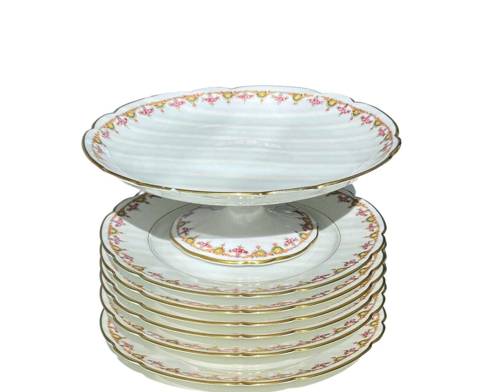 Cake Stand Pedestal | 7 Piece Set | Antique French Porcelain | 1918