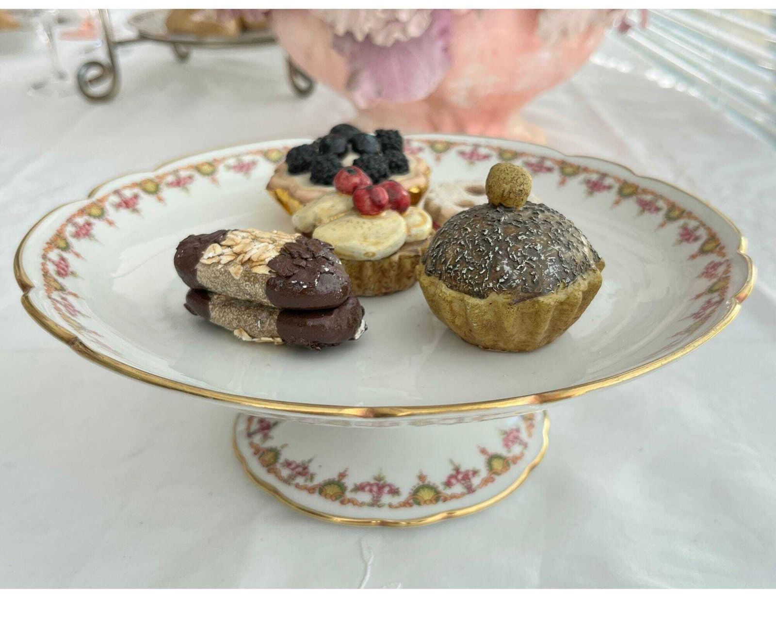Cake Stand Pedestal | 7 Piece Set | Antique French Porcelain | 1918 photo furniture