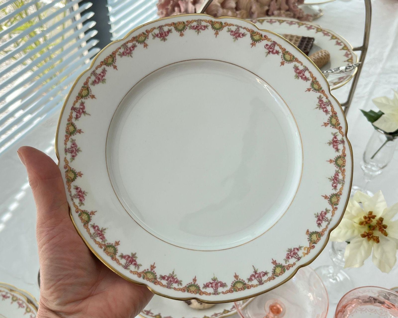 Cake Stand Pedestal | 7 Piece Set | Antique French Porcelain | 1918 photo Home Decor