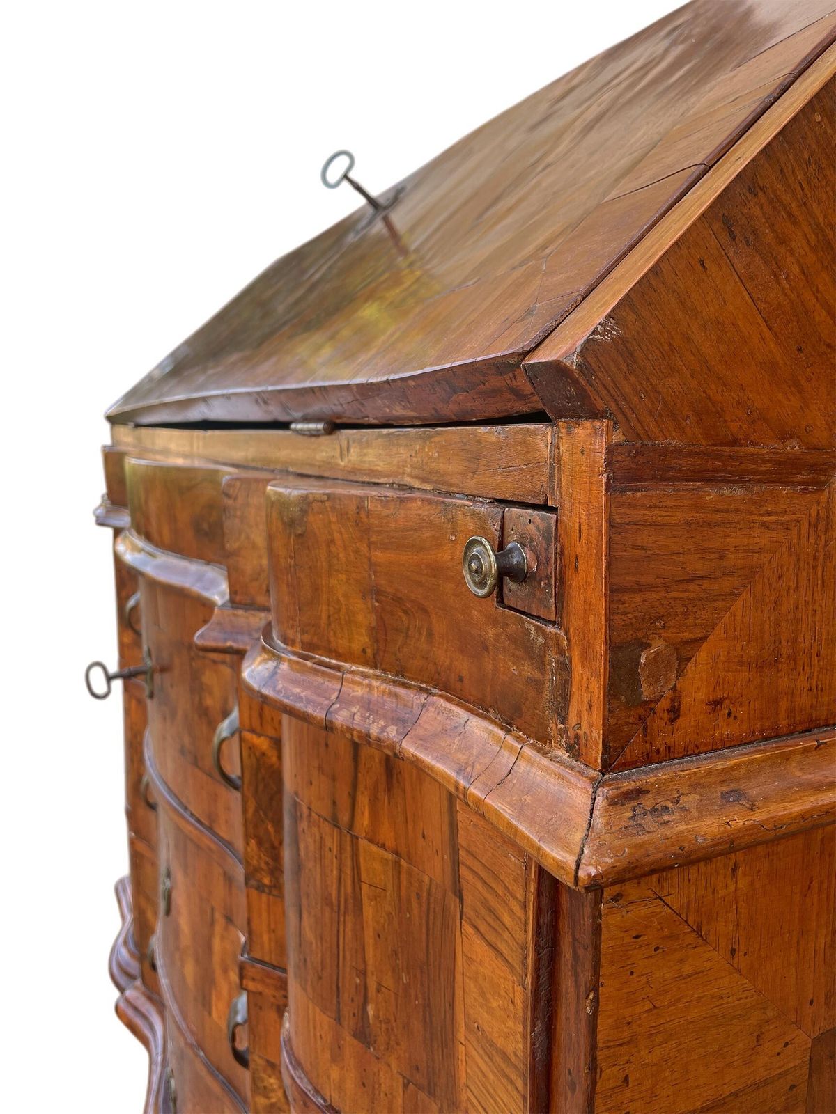 photo vintage Venetian Louis XV Walnut Bureau Secretaire