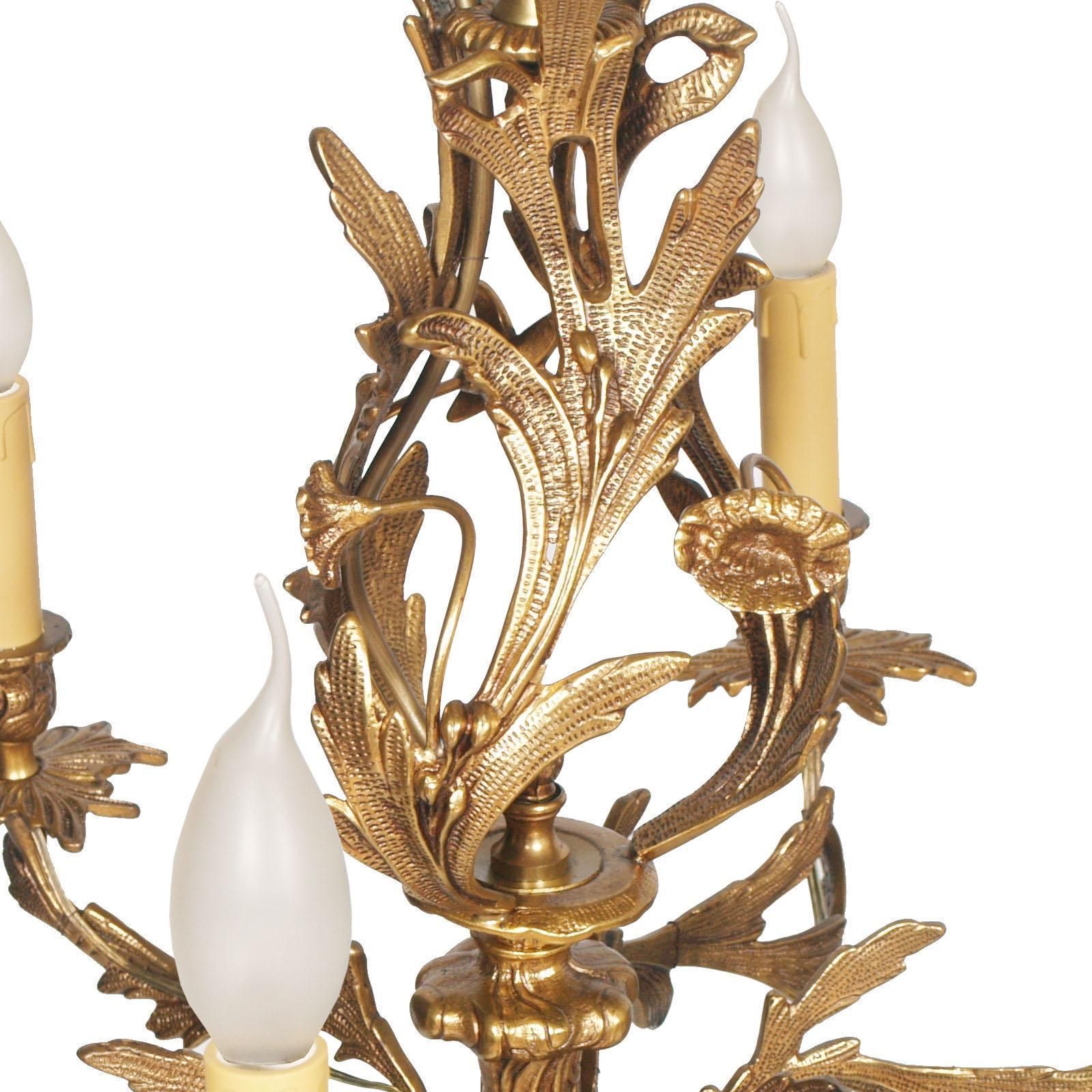 Antique Very Heavy Chandelier From A Old Candlestick, Gilded Bronze, Six Lights photo vinterior
