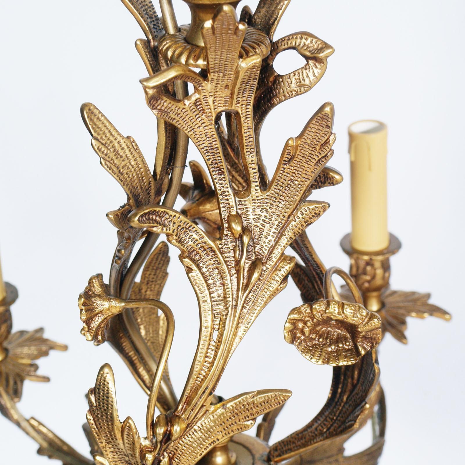 Lighting Antique Very Heavy Chandelier From A Old Candlestick, Gilded Bronze, Six Lights photo
