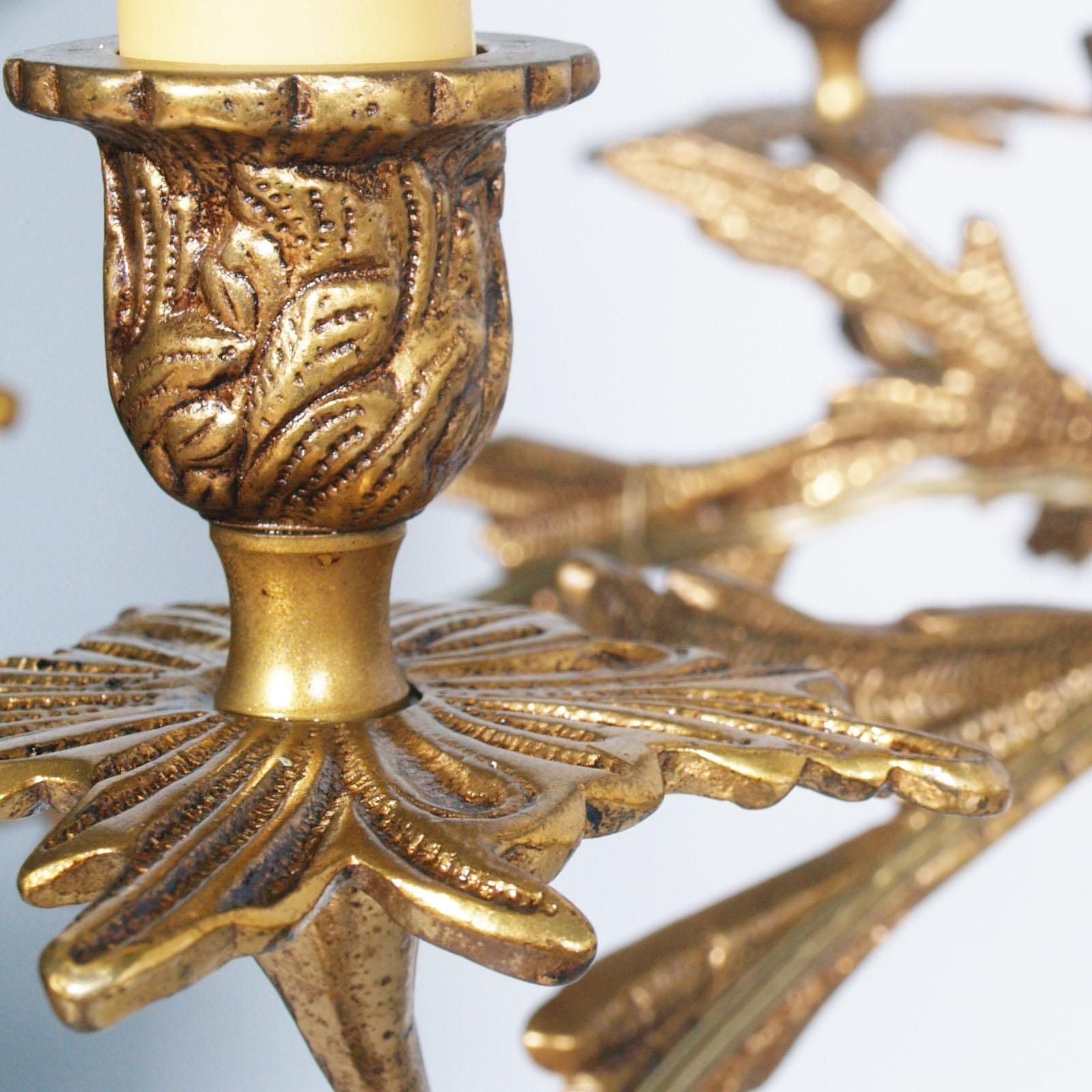 6336.4 Antique Very Heavy Chandelier From A Old Candlestick, Gilded Bronze, Six Lights photo