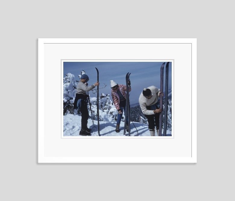 Slim Aarons 'On The Slopes Of Sugarbush' Framed White photo furniture