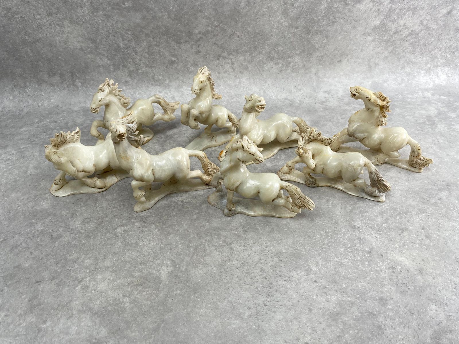 Set Of 8 Old China Jade Horses photo for sale