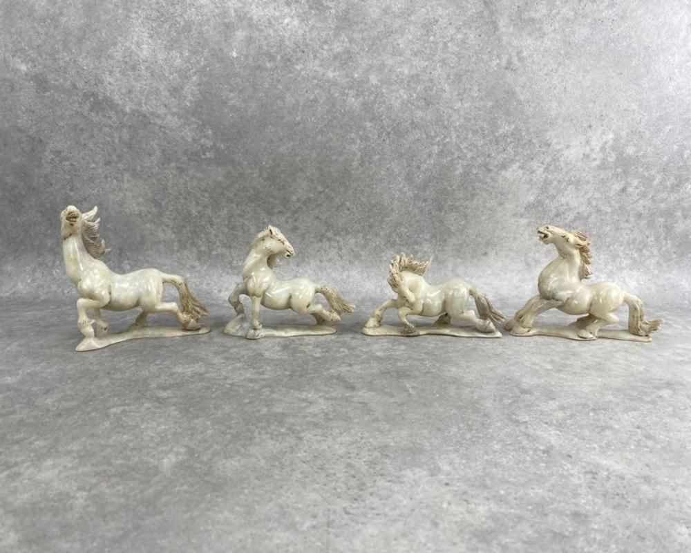 Set Of 8 Old China Jade Horses photo Art