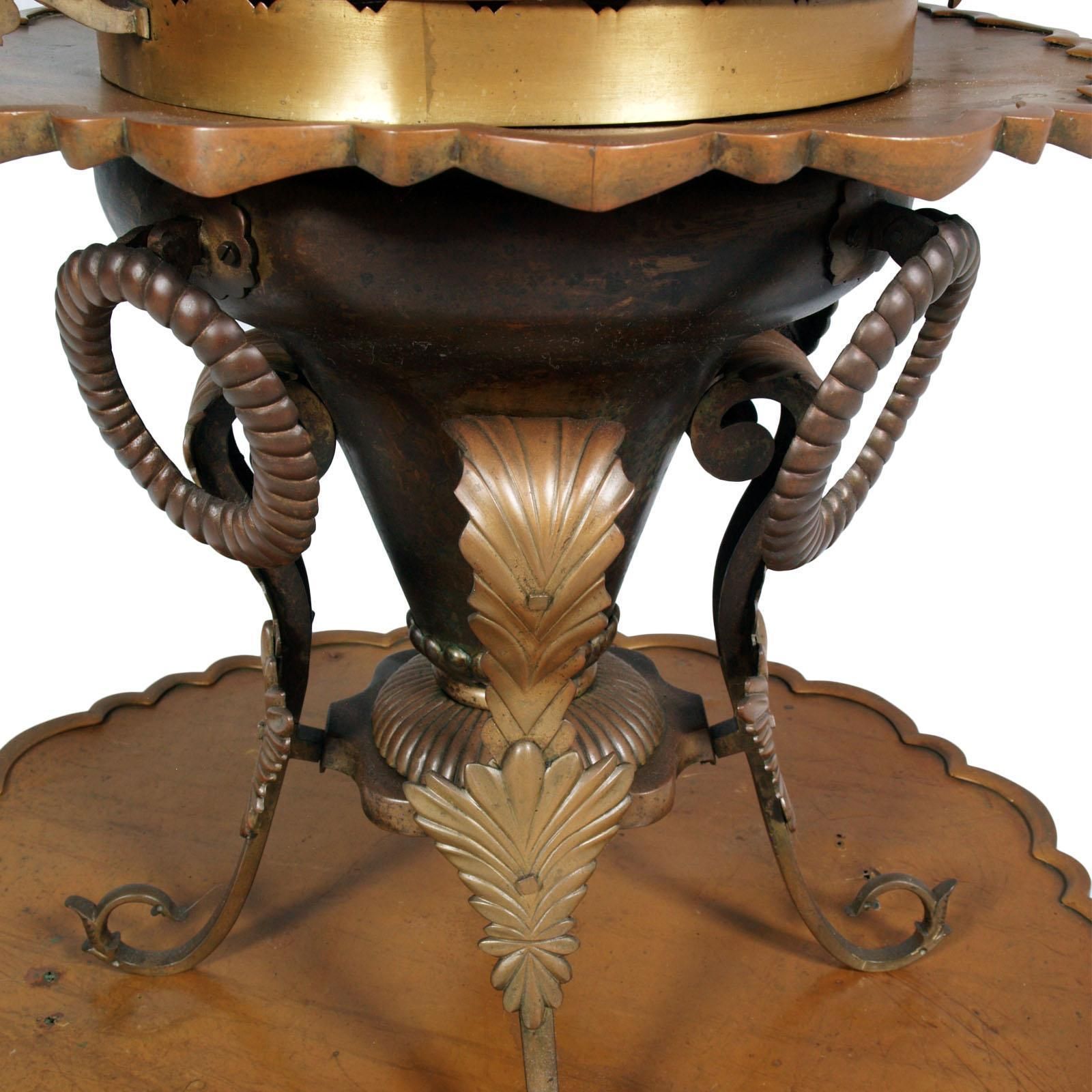 Antique Brazier Heating In Embossed Thick Brass Slab With Cast Bronze Structure photo Home Decor