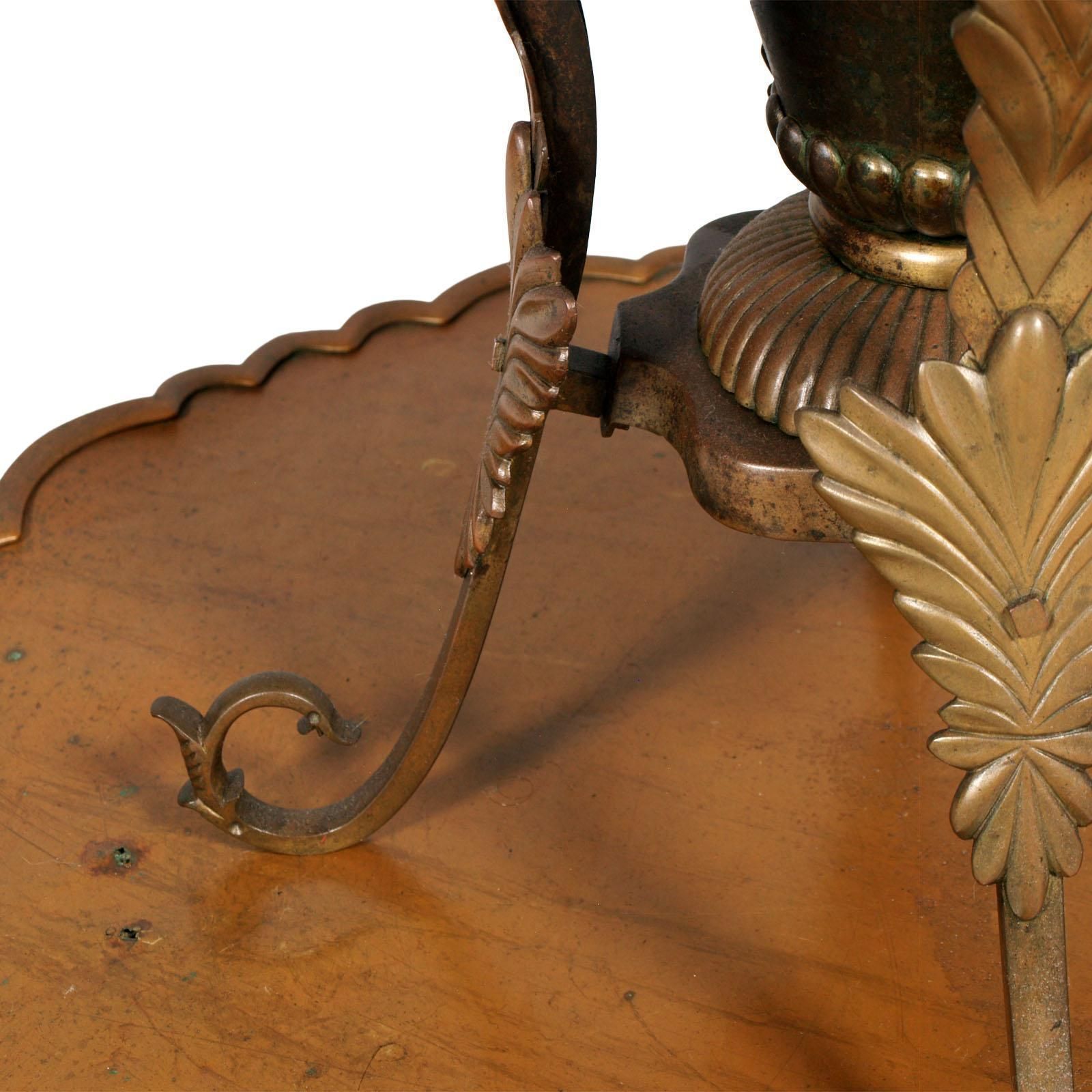Antique Brazier Heating In Embossed Thick Brass Slab With Cast Bronze Structure photo vinterior