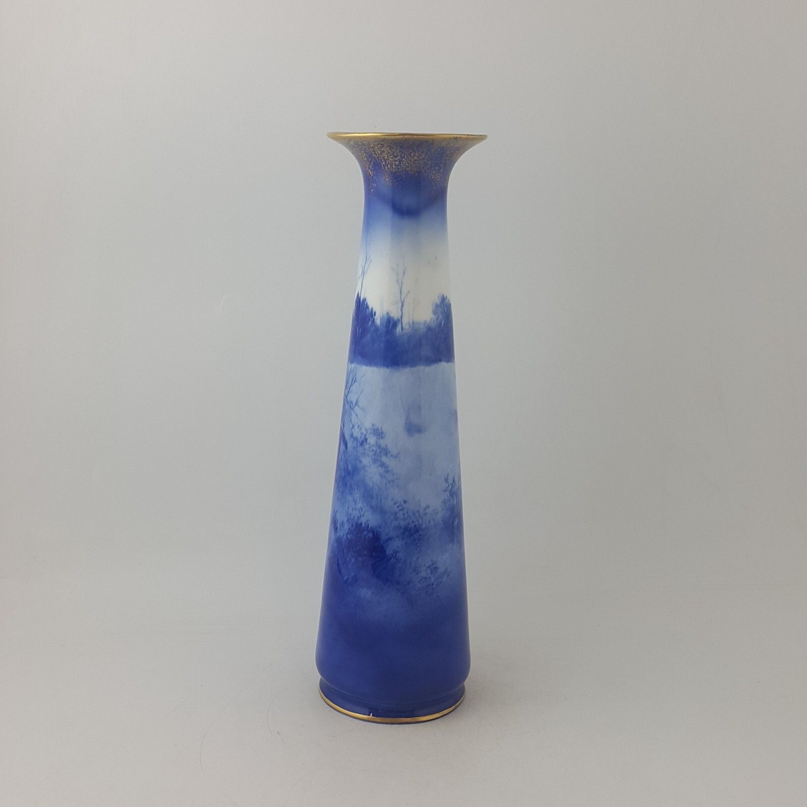 Royal Doulton Seriesware Blue Children Vase Winter Scene Of Woman With Basket photo 325.0