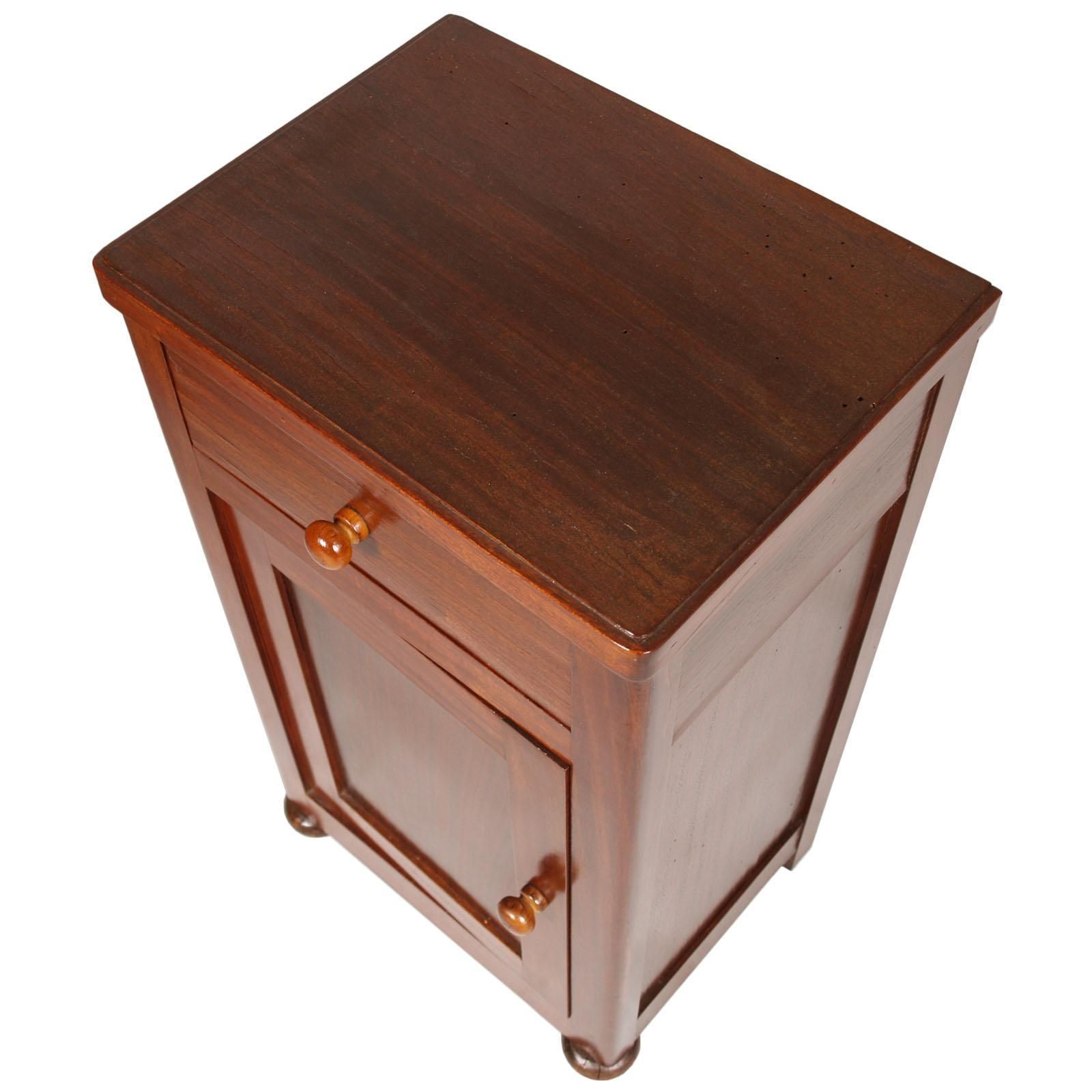 1900s Rustic Country Nightstand, Bedside Table, Walnut And Mahogany, Restored photo Furniture
