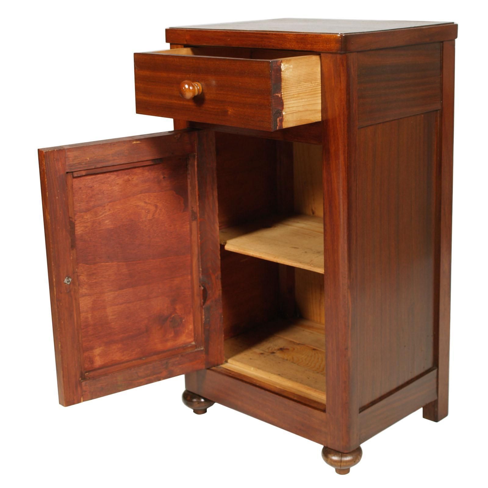 1900s Rustic Country Nightstand, Bedside Table, Walnut And Mahogany, Restored photo 2232.0