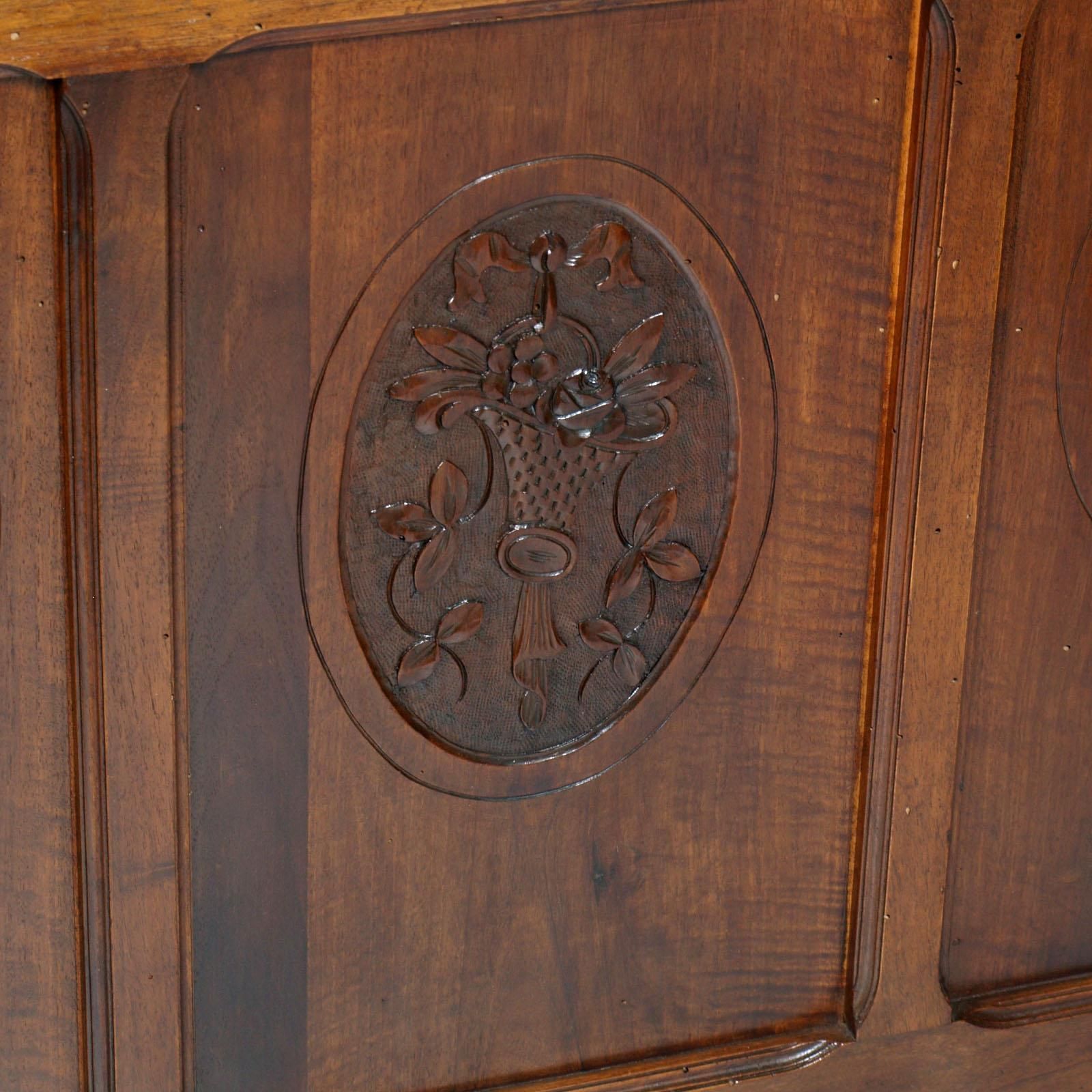 Twin Beds Art Nouveau, Italy, 1900s. Hand Carved Walnut, Polished To Wax photo vinterior