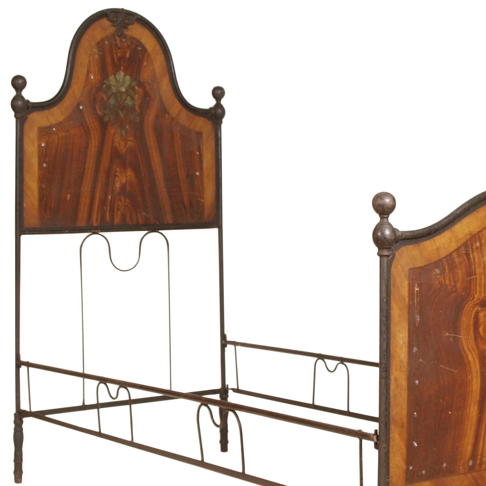 Italian 19th Century Bed Wrought Iron, Decorated With Mother Of Pearl Scales photo furniture