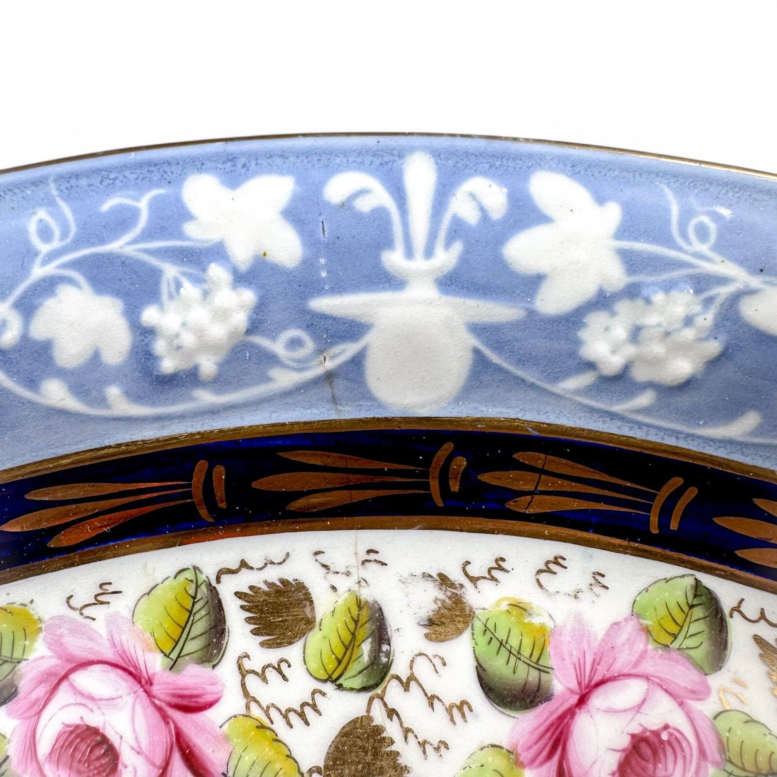 Rare Staffordshire New Hall Dessert Set With Resist Moulded Borders Circa 1820 photo buy
