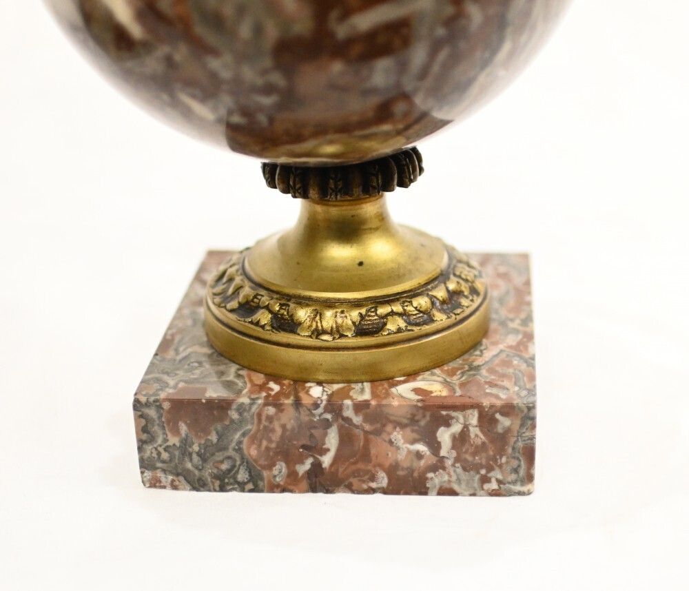 photo furniture Pair Marble Cassolette Urns French Empire Decorative Vases 1890