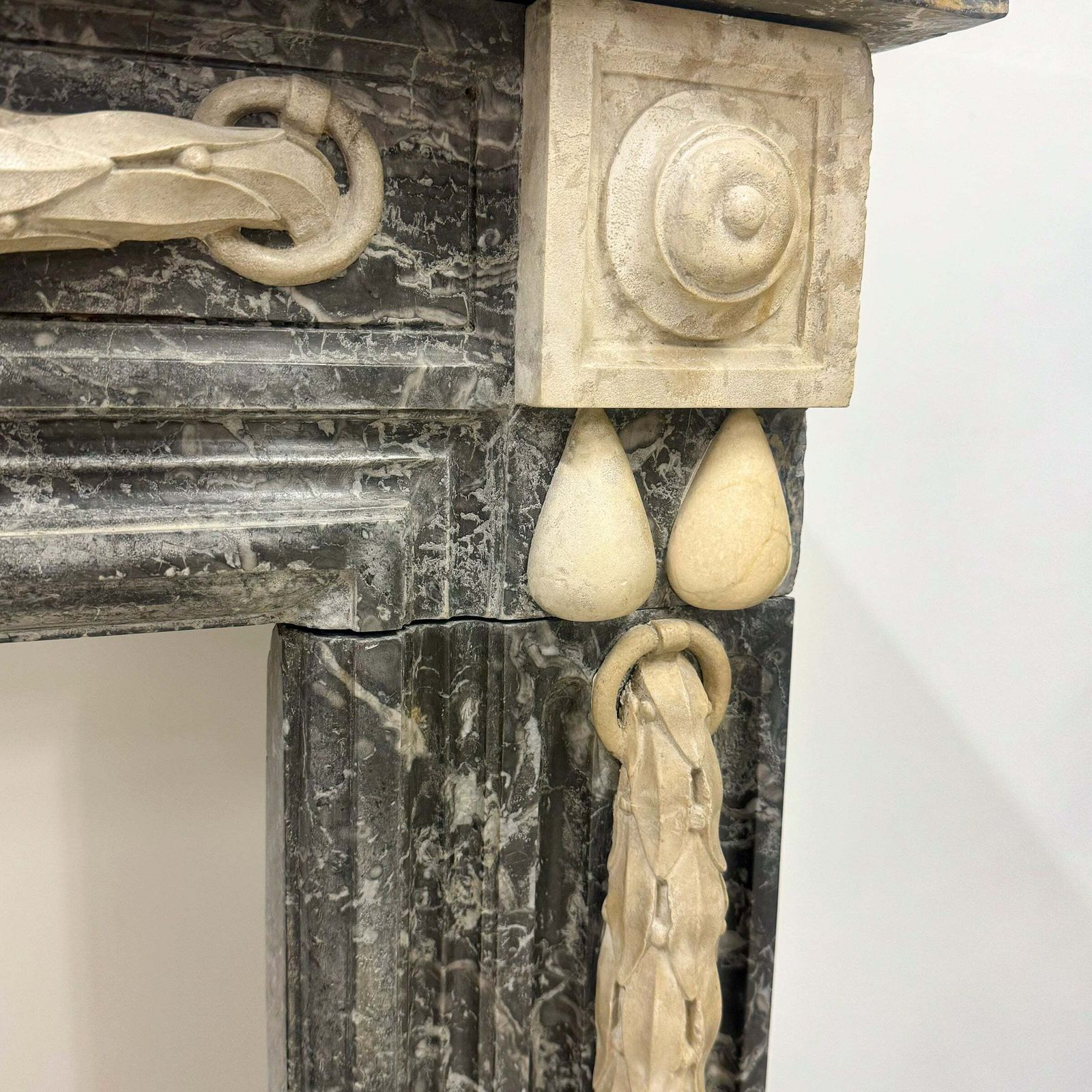 Antique Italian Empire Style Marble Fireplace Surround photo vinterior