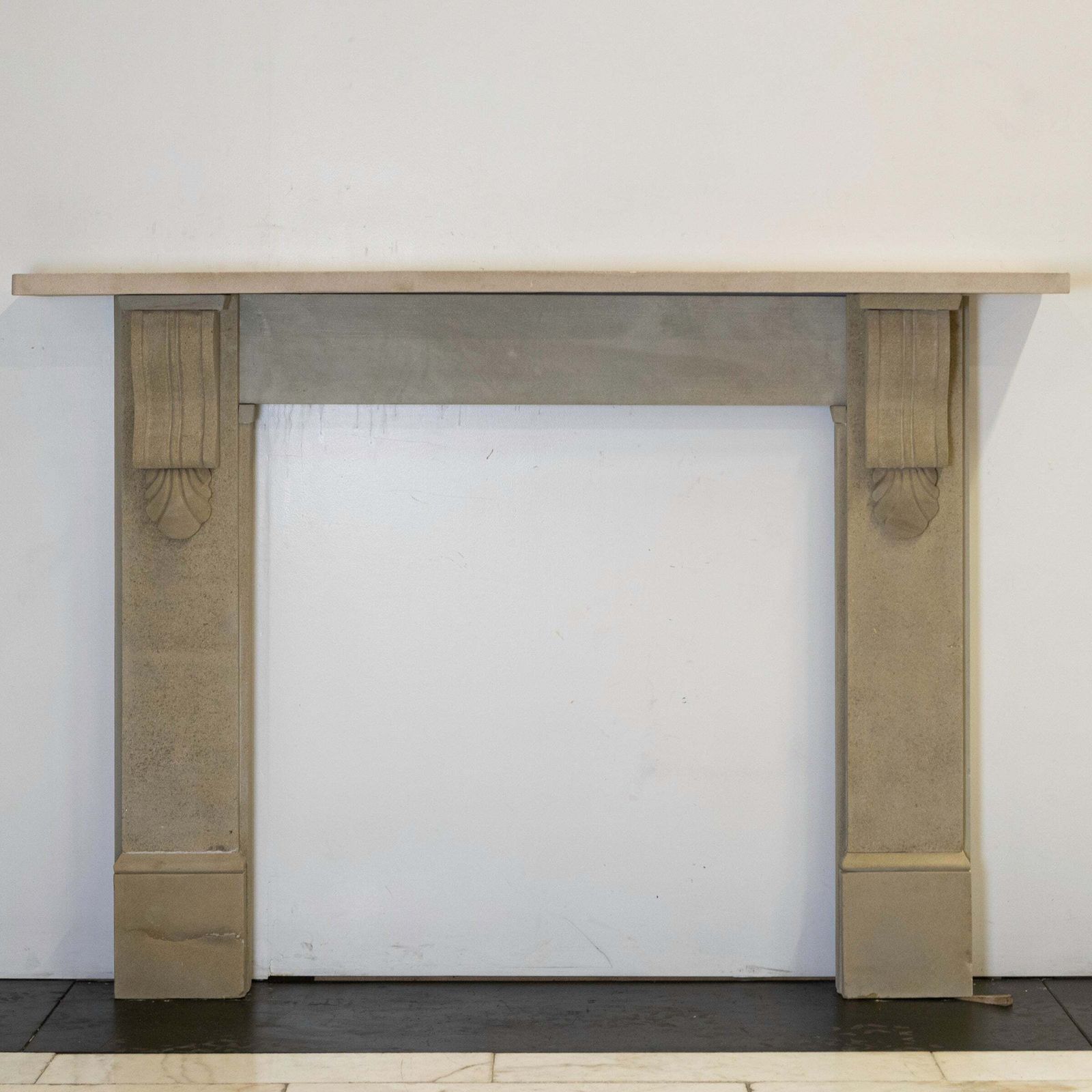 photo for sale Antique Victorian Yorkstone Fireplace Surround With Corbels