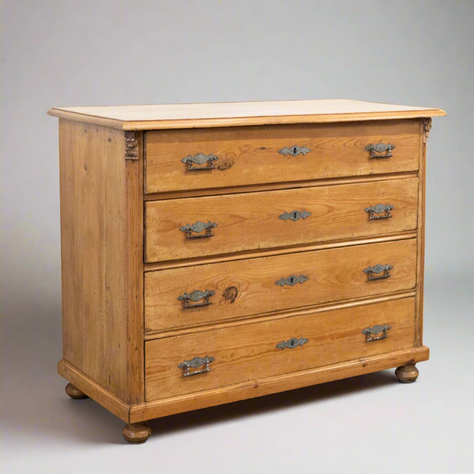 Antique Pine Continental Chest Of Drawers
