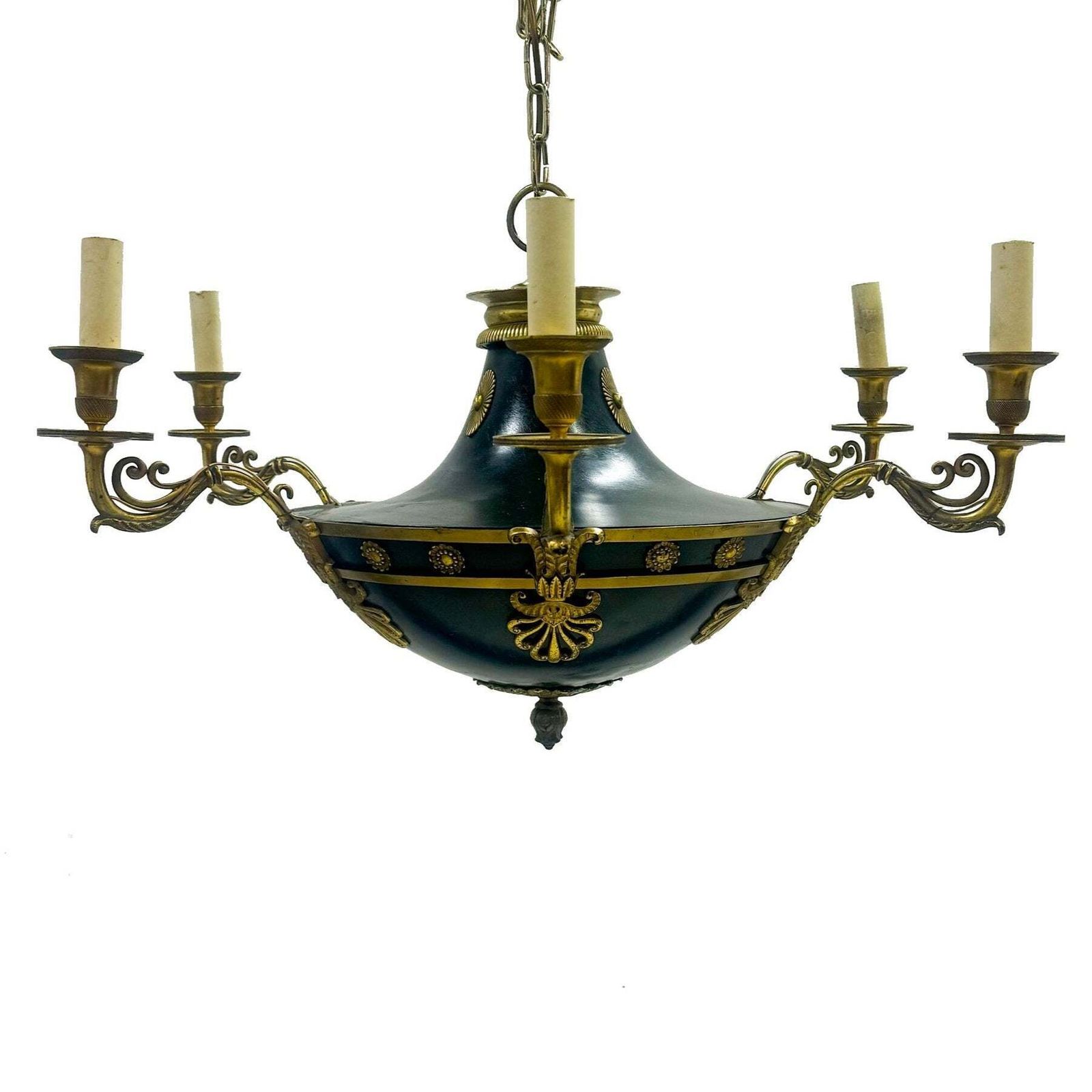 Antique French Empire Chandelier With Brass Accents | 6 Arms