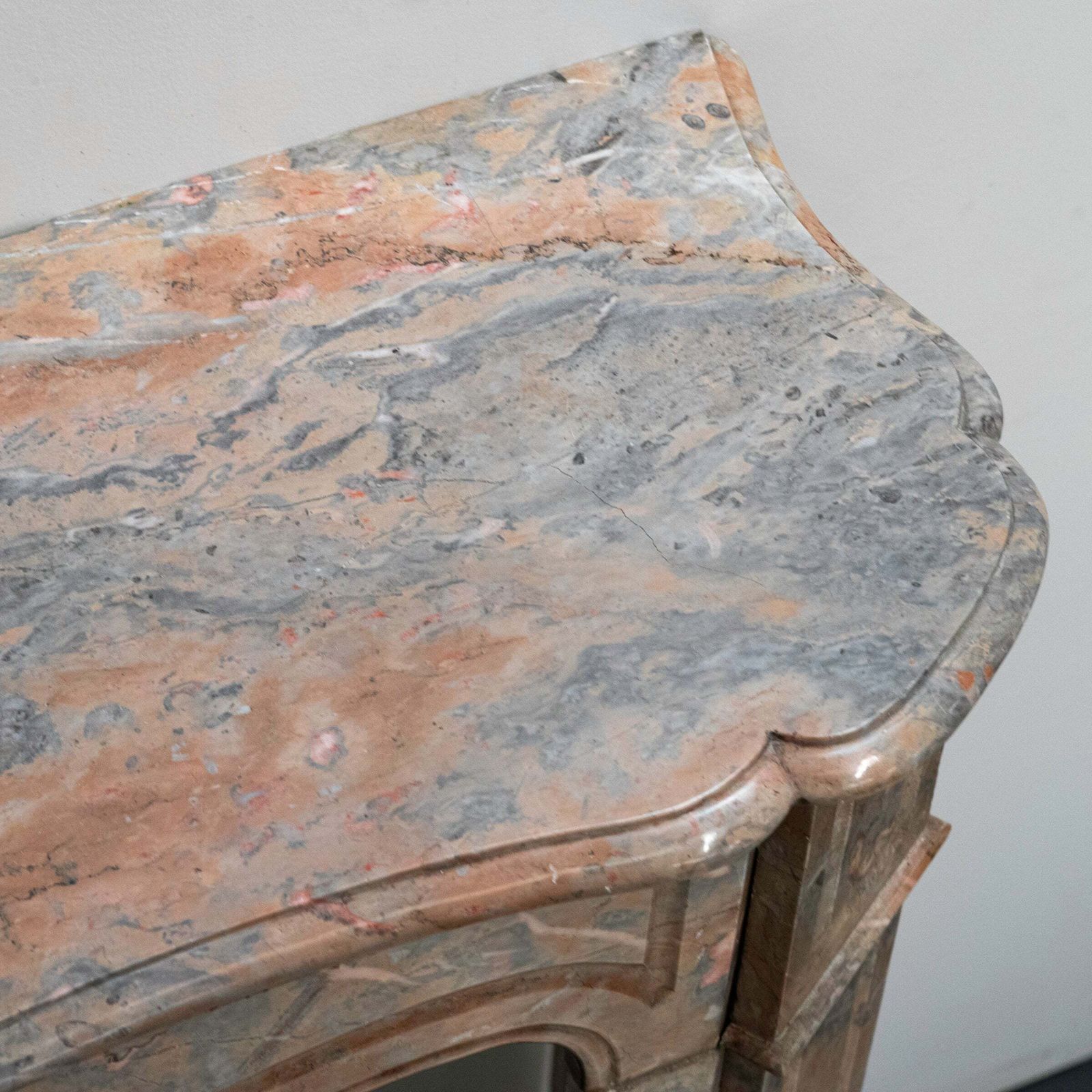 photo for sale Antique French Style Louis Pompadour Breche Marble Fireplace