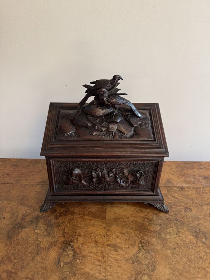 Rare Quality Antique Black Forest Stationary Box photo for sale
