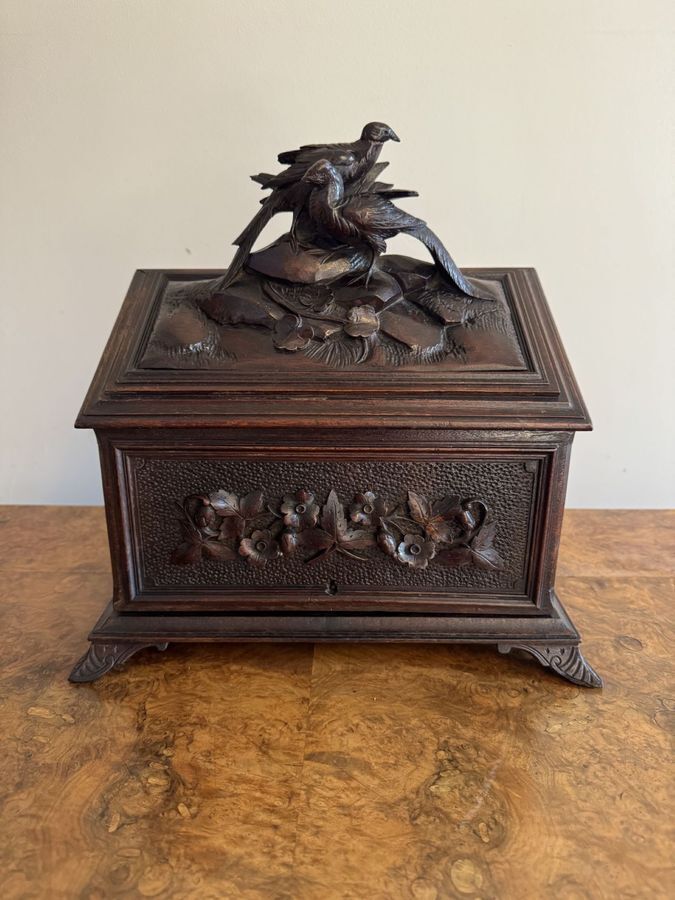Rare Quality Antique Black Forest Stationary Box photo vinterior