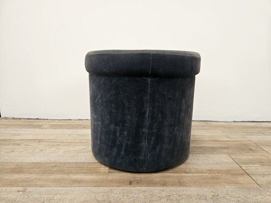 Mid Century Italian Round Velvet Stool, 1960s photo furniture