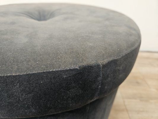 Mid Century Italian Round Velvet Stool, 1960s photo vintage